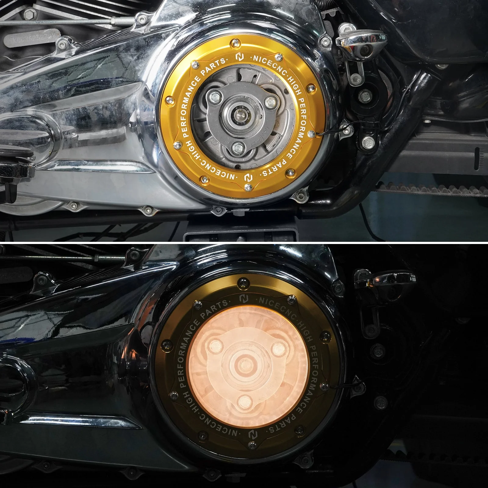 M8 LED Clear Derby Clutch Cover For Harley Road King Street Glide Ultra Limited Freewheeler - Image 5