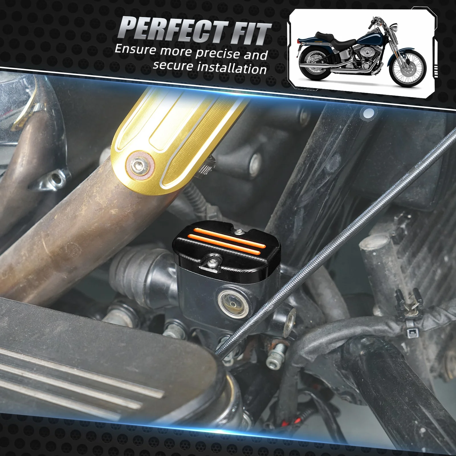 Rear Brake Master Cylinder Cover Cap For Harley Touring Road King Street Glide - Image 2