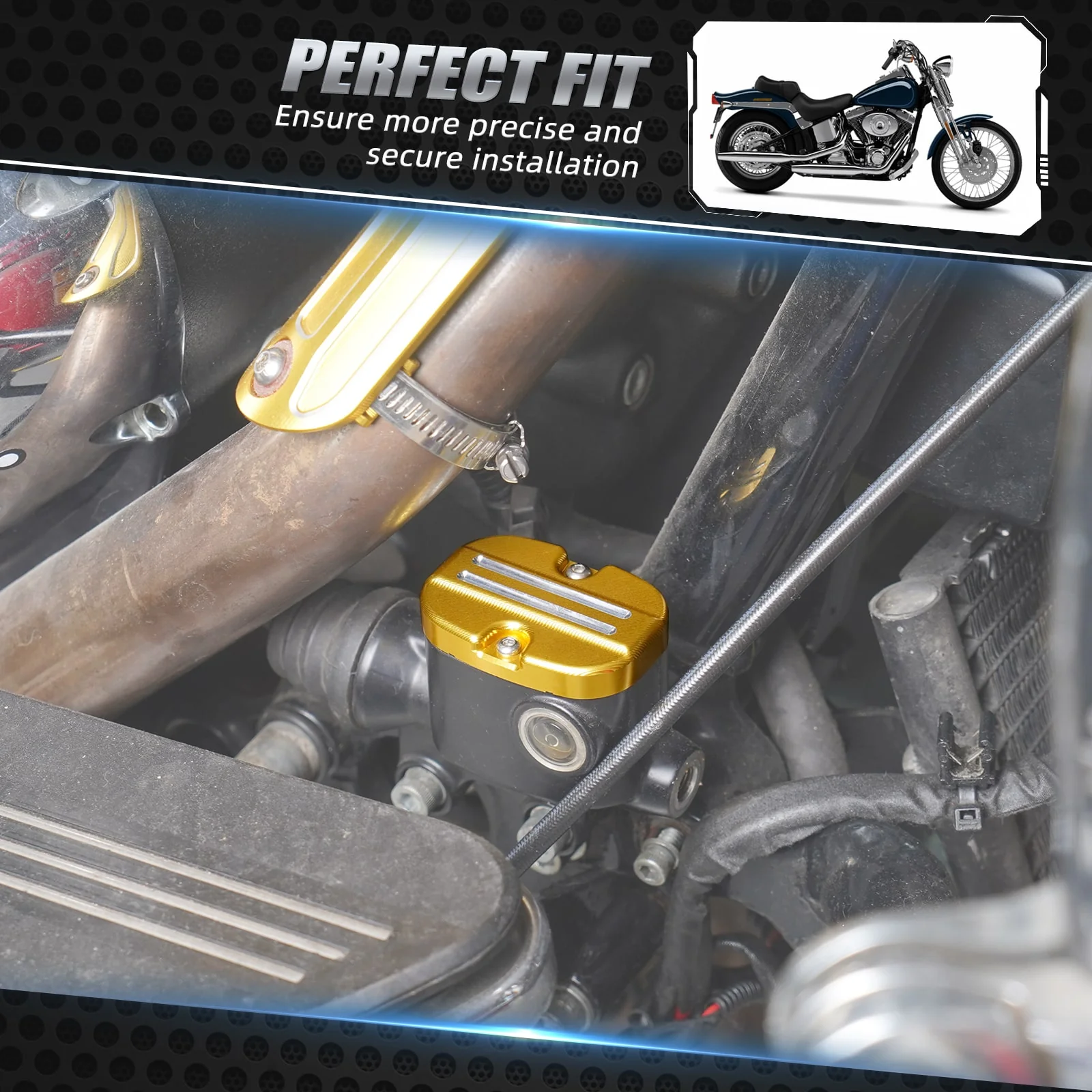 Rear Brake Master Cylinder Cover Cap For Harley Touring Road King Street Glide - Image 3