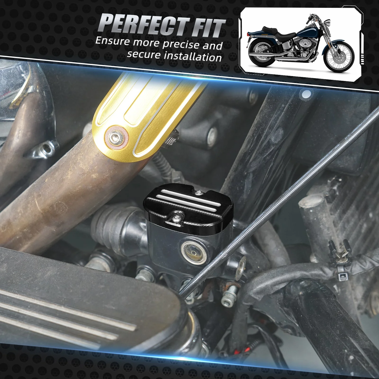 Rear Brake Master Cylinder Cover Cap For Harley Touring Road King Street Glide - Image 4
