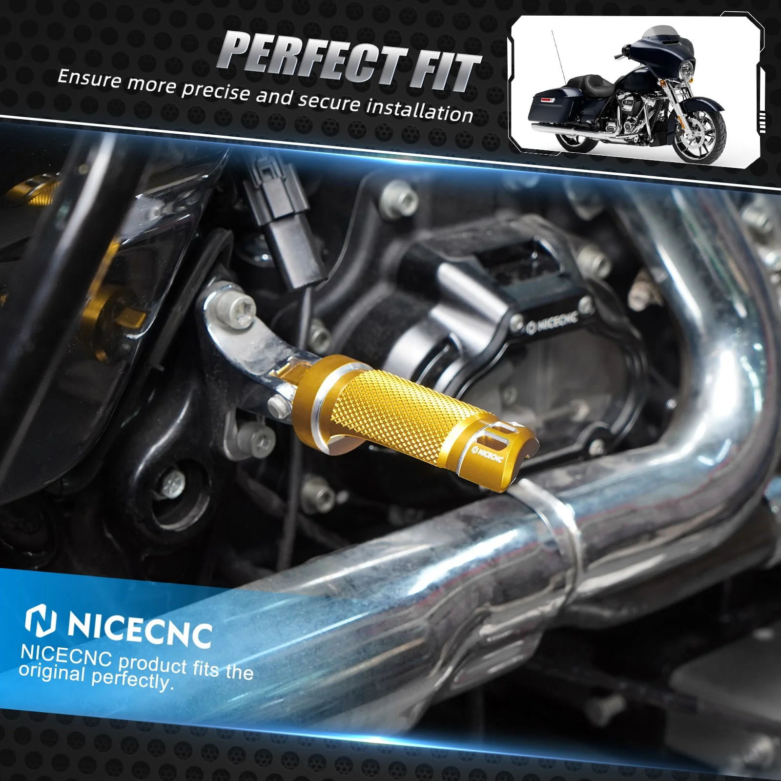 Rider Floorboards Inserts + Passenger Foot Pegs For Harley Road King Street Road Glide - Image 7