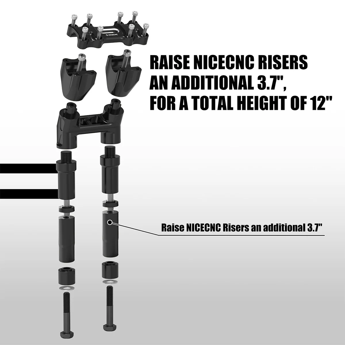 Kickback 1-1/8" Handlebar Riser Kit For Harley Road King Tri Electra Glide Freewheeler - Image 33