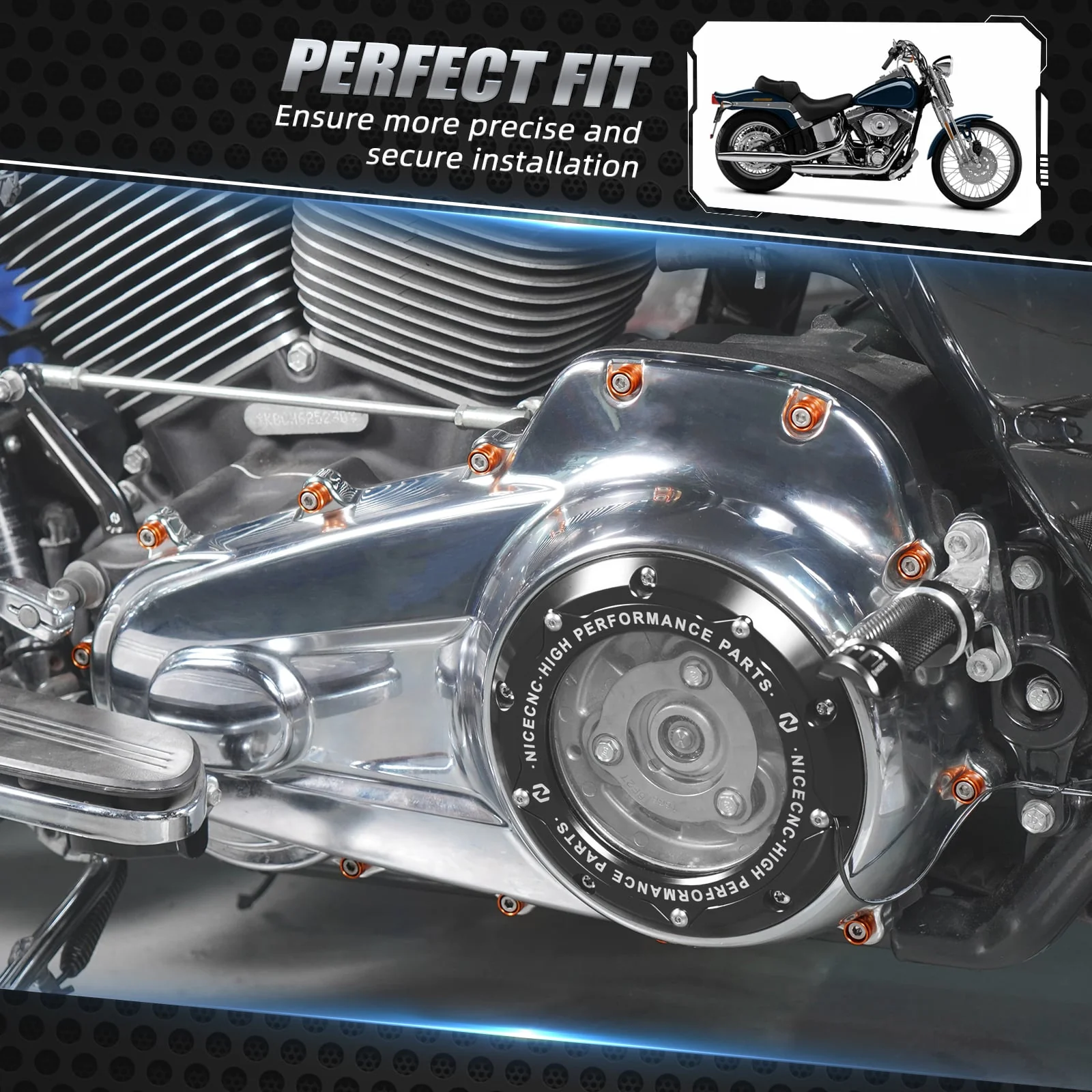 M8 Primary Cover Decorative Bolt Caps For Harley Dyna Low Rider Super Glide Street Bob - Image 11