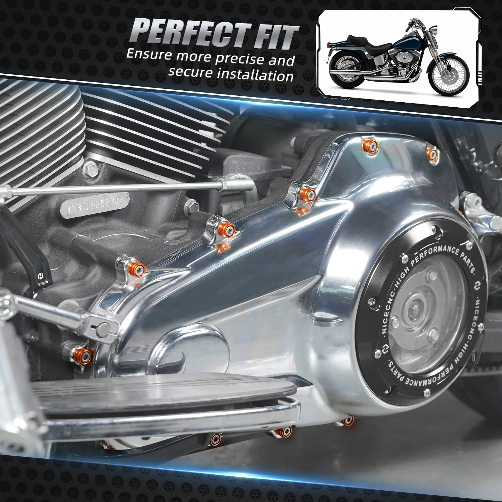 M8 Primary Cover Decorative Bolt Caps For Harley Dyna Low Rider Super Glide Street Bob - Image 10