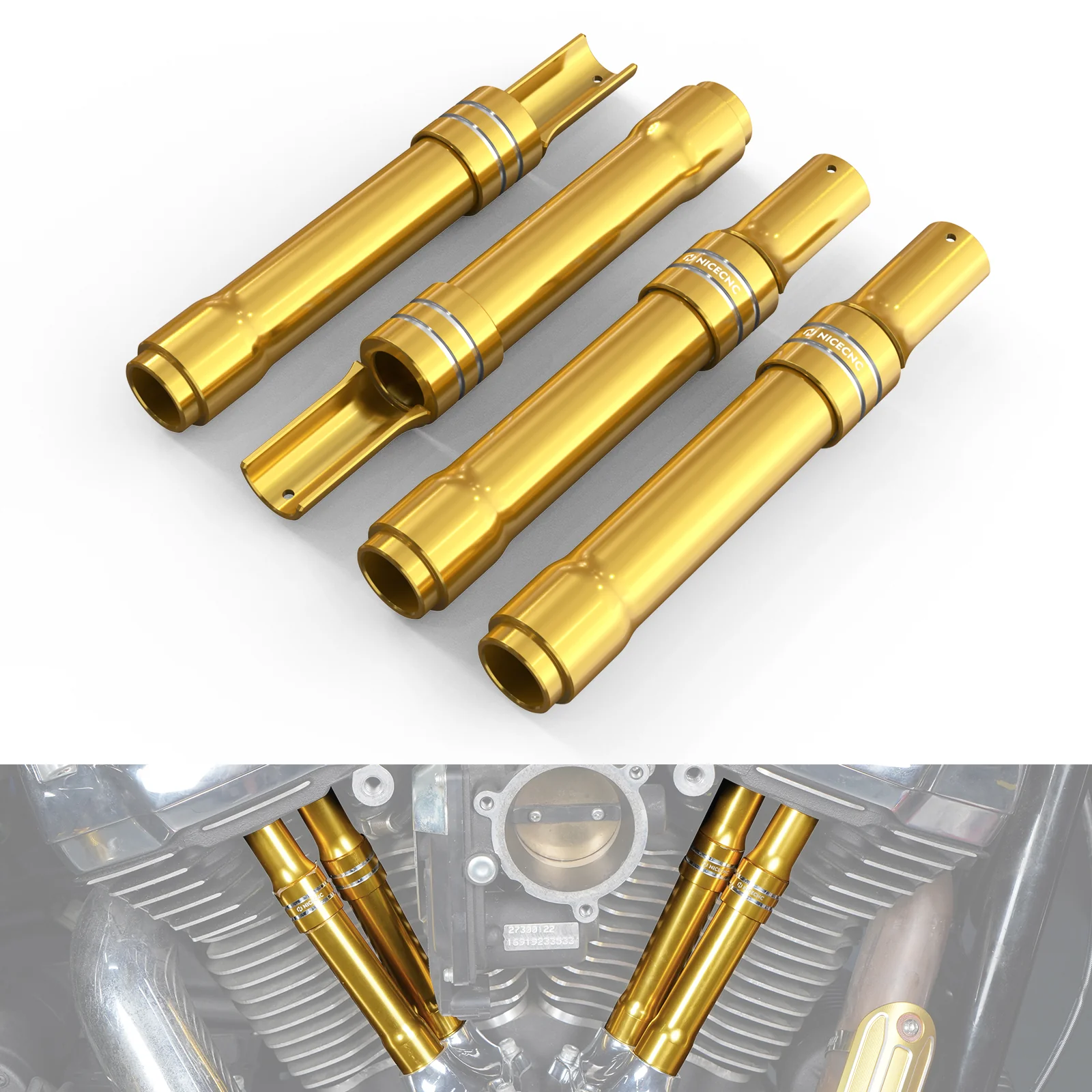 Pushrod Tube Cover Kit For Harley Softial Deluxe Fat Boy Heritage Classic 107 114