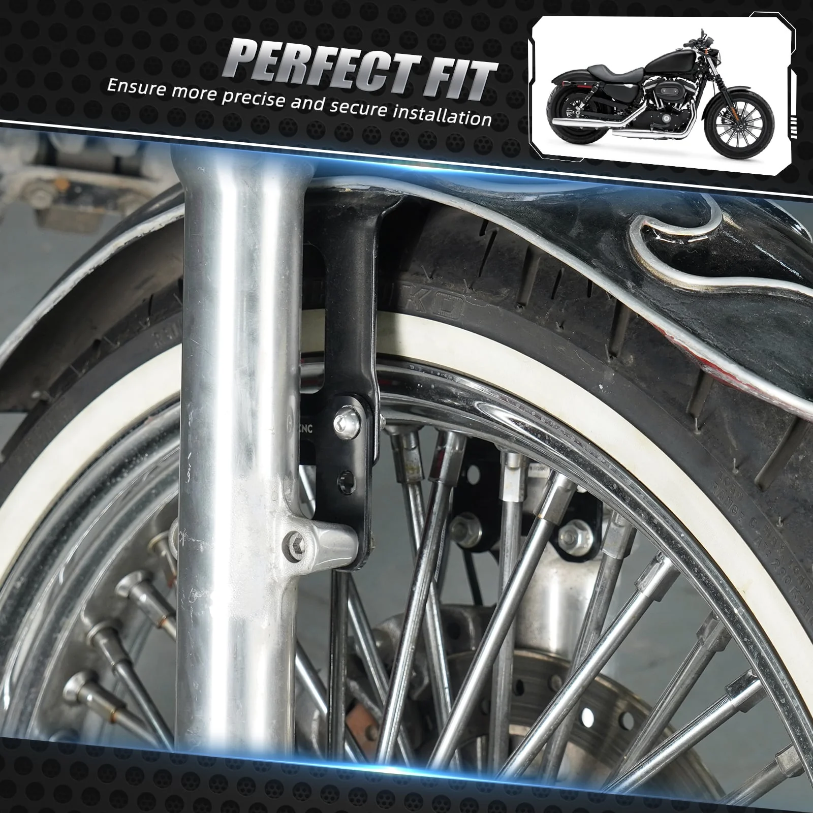 Front Fender Riser Lift Bracket Kit For Harley Sportster 1200 72 48 XL Iron 883 XL883N - Image 2
