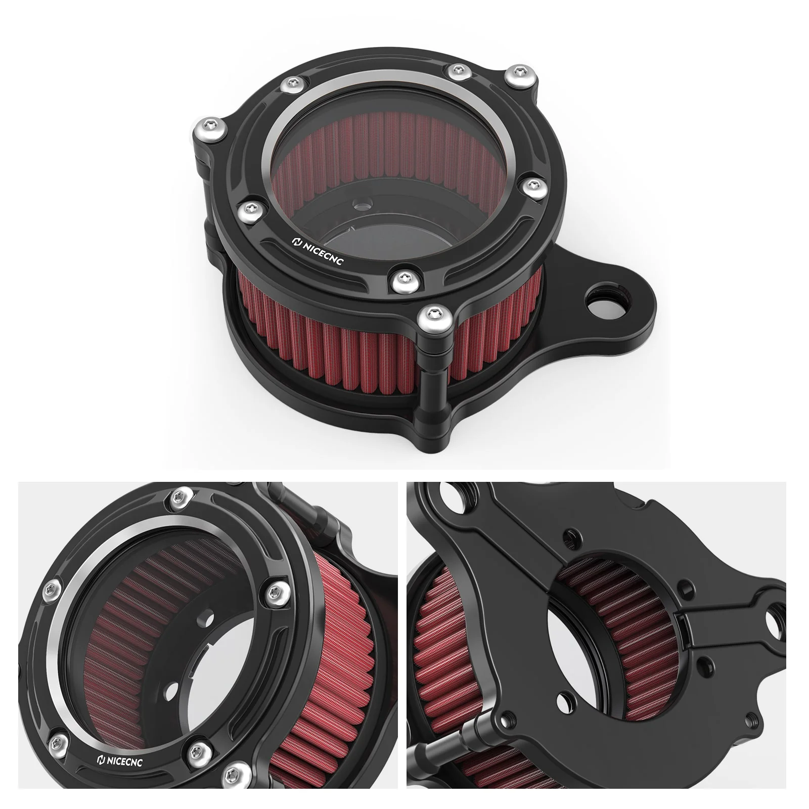 Full Clear Air Cleaner Intake Filter Kit For Harley Sportster 1200 48 XL Iron 883 XL883N - Image 13