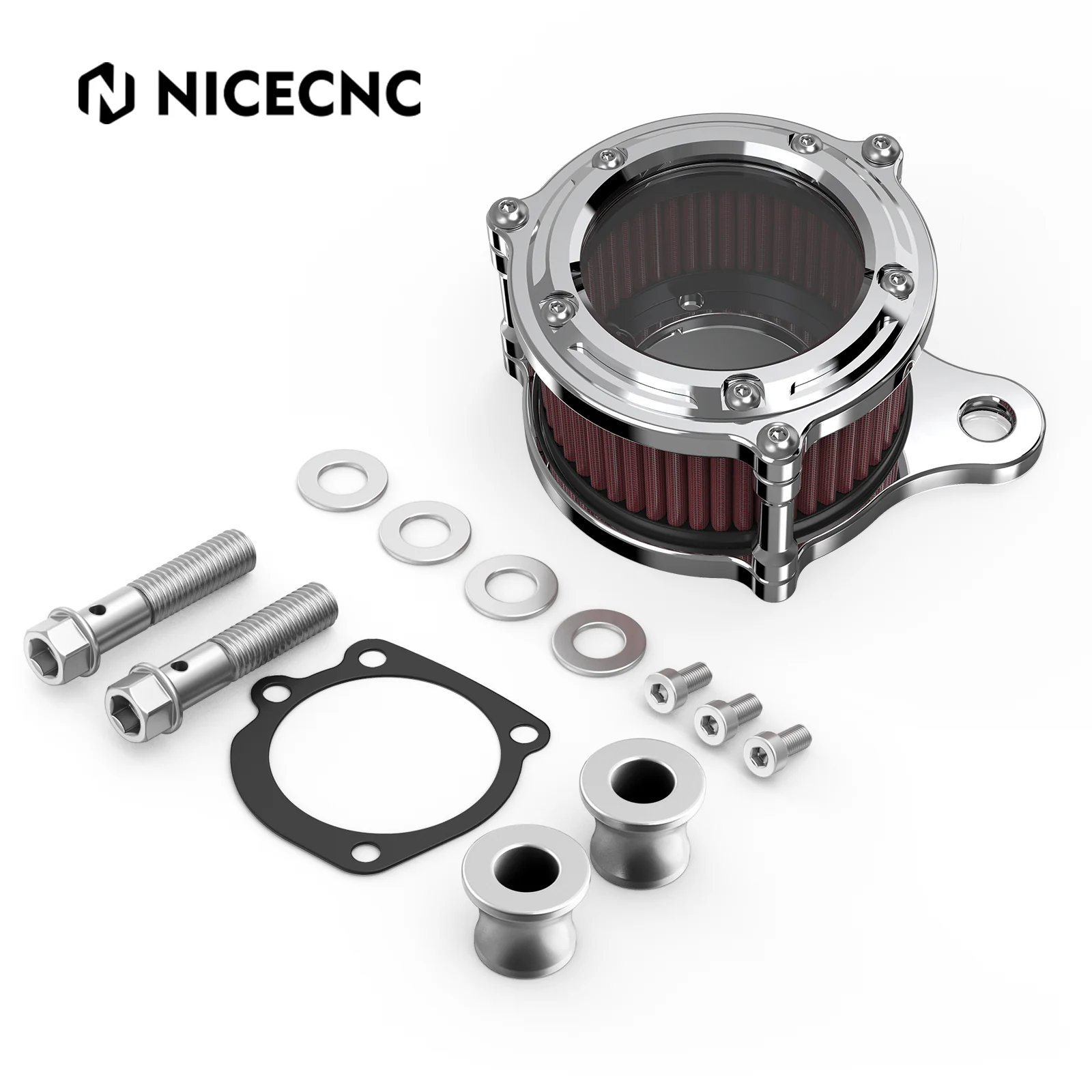 Full Clear Air Cleaner Intake Filter Kit For Harley Sportster 1200 48 XL Iron 883 XL883N - Image 14