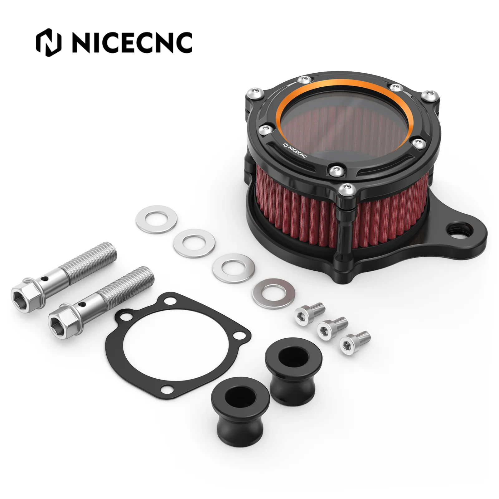 Full Clear Air Cleaner Intake Filter Kit For Harley Sportster 1200 48 XL Iron 883 XL883N - Image 2