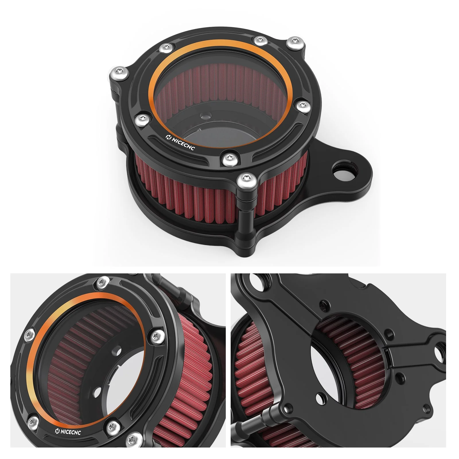 Full Clear Air Cleaner Intake Filter Kit For Harley Sportster 1200 48 XL Iron 883 XL883N - Image 6