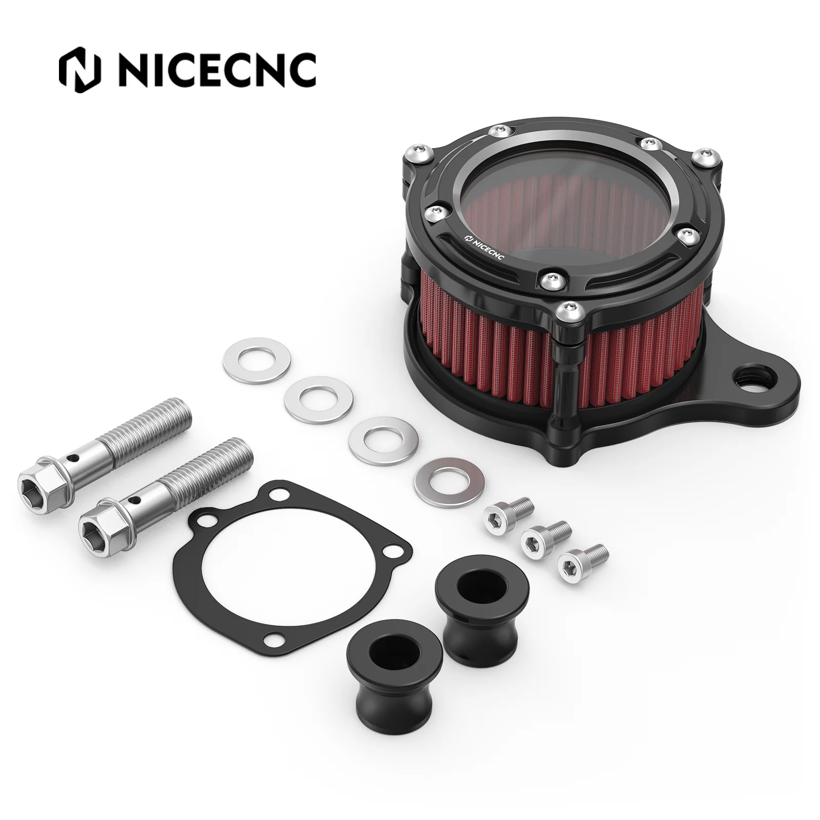 Full Clear Air Cleaner Intake Filter Kit For Harley Sportster 1200 48 XL Iron 883 XL883N - Image 8