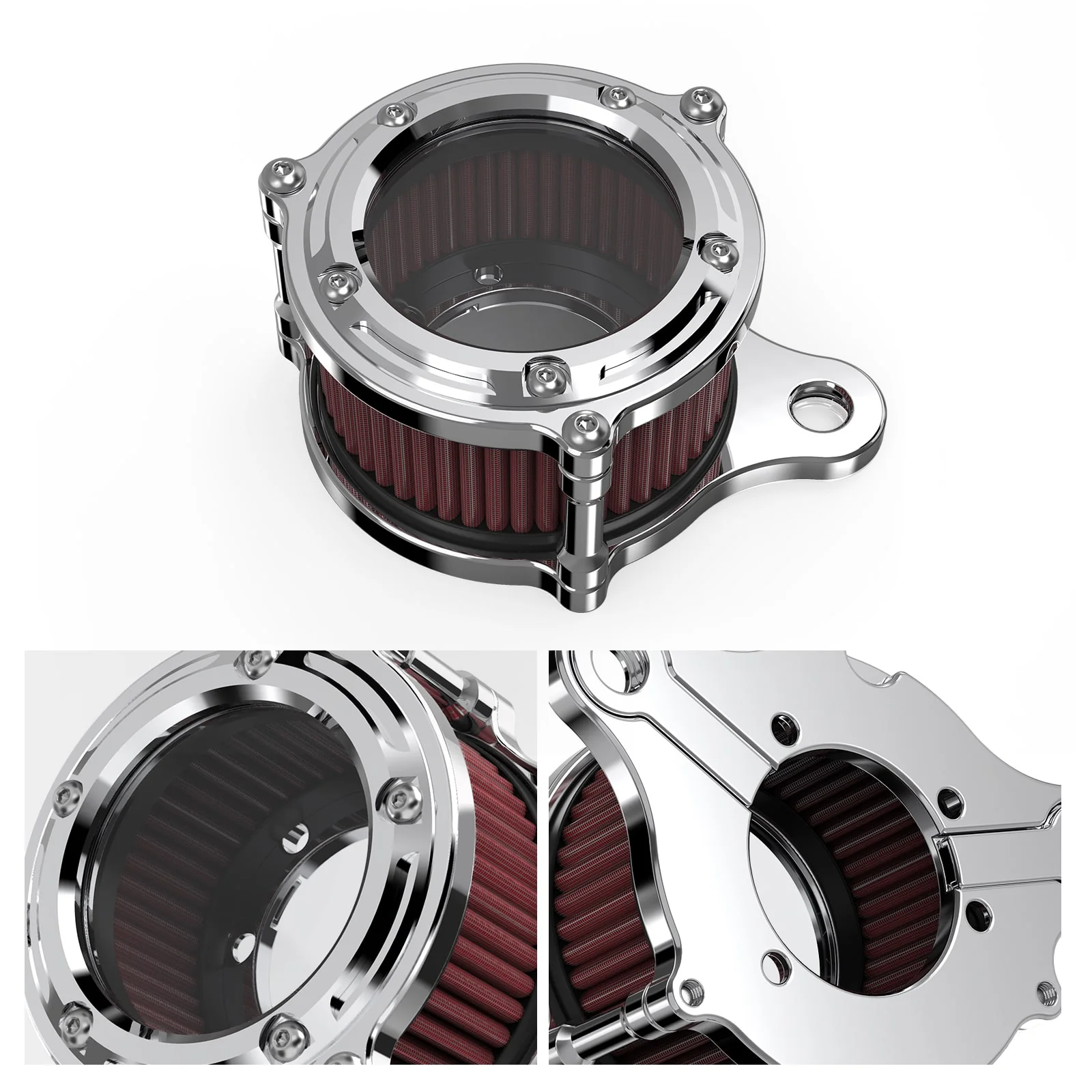 Chrome Full Clear Air Cleaner Intake Filter For Harley Sportster 1200 883 48 XL - Image 6