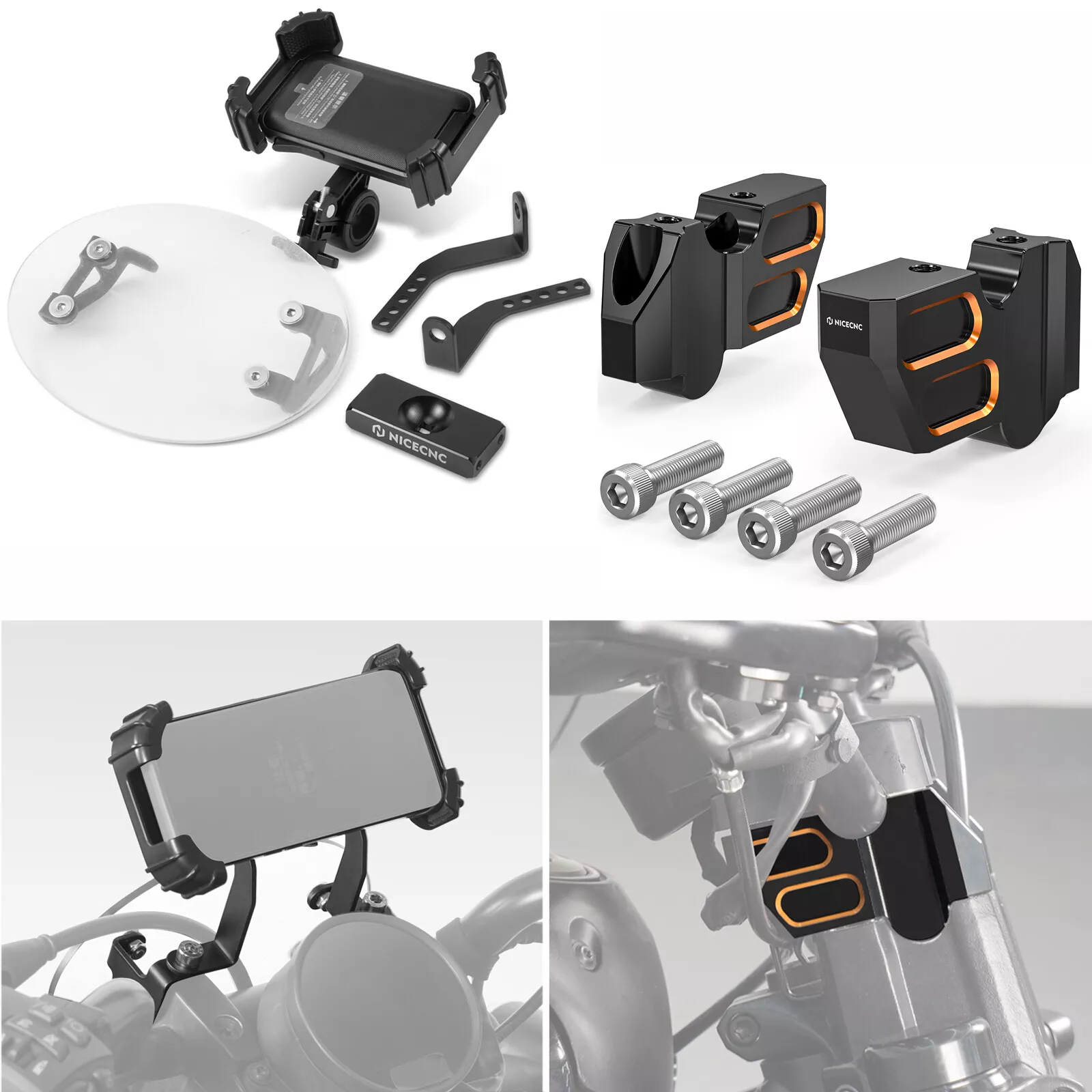Handlebar Kickback Risers & Phone Holder Bracket Mount Kit For Harley Sportster S 1250 - Image 16