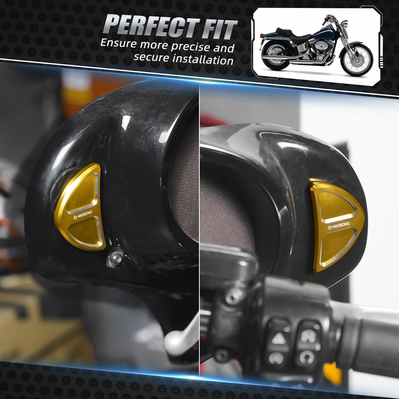 Batwing Fairing Rearview Mirror Hole Inserts Plugs Covers For Harley Street Glide FLHX FLHXS - Image 3