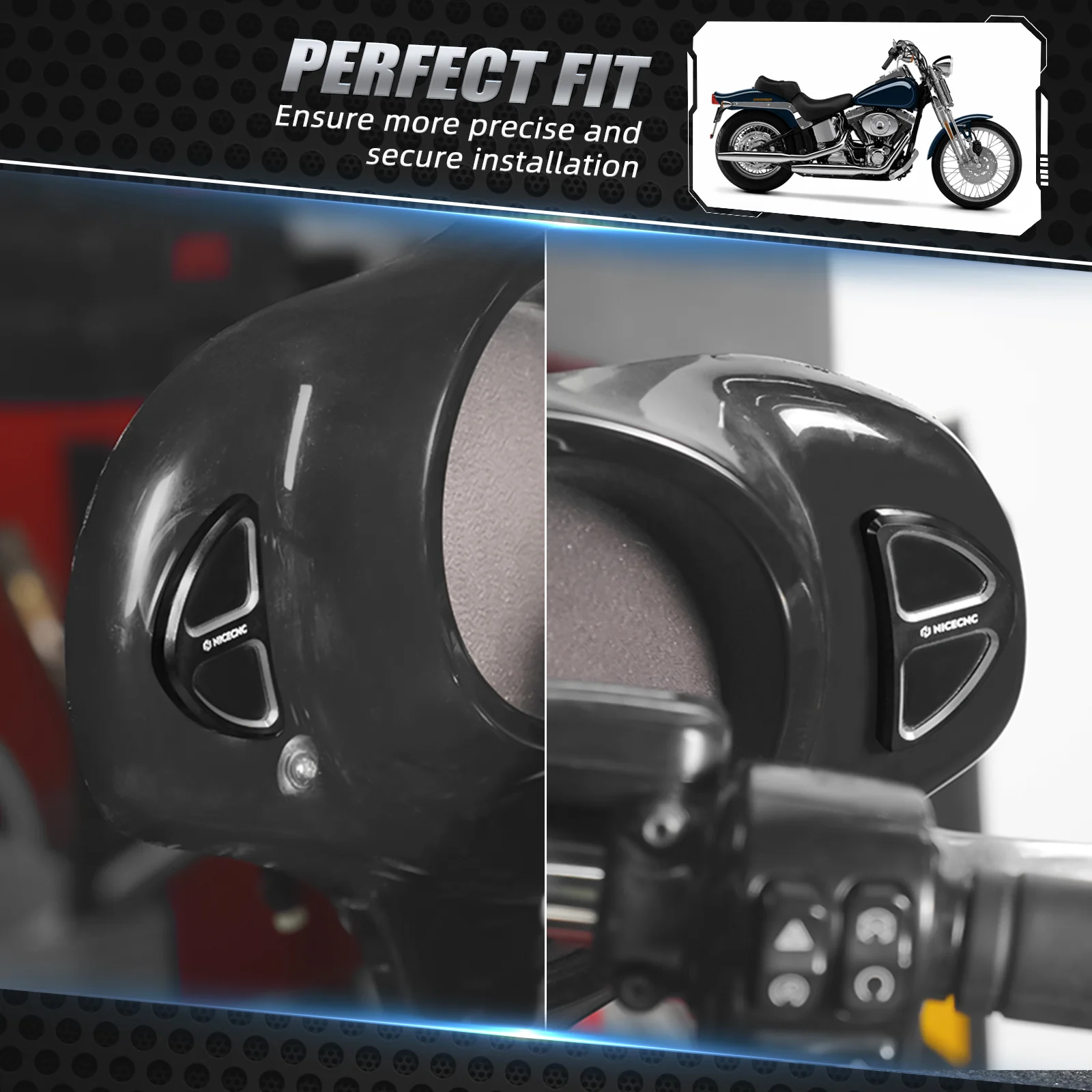 Batwing Fairing Rearview Mirror Hole Inserts Plugs Covers For Harley Street Glide FLHX FLHXS - Image 4