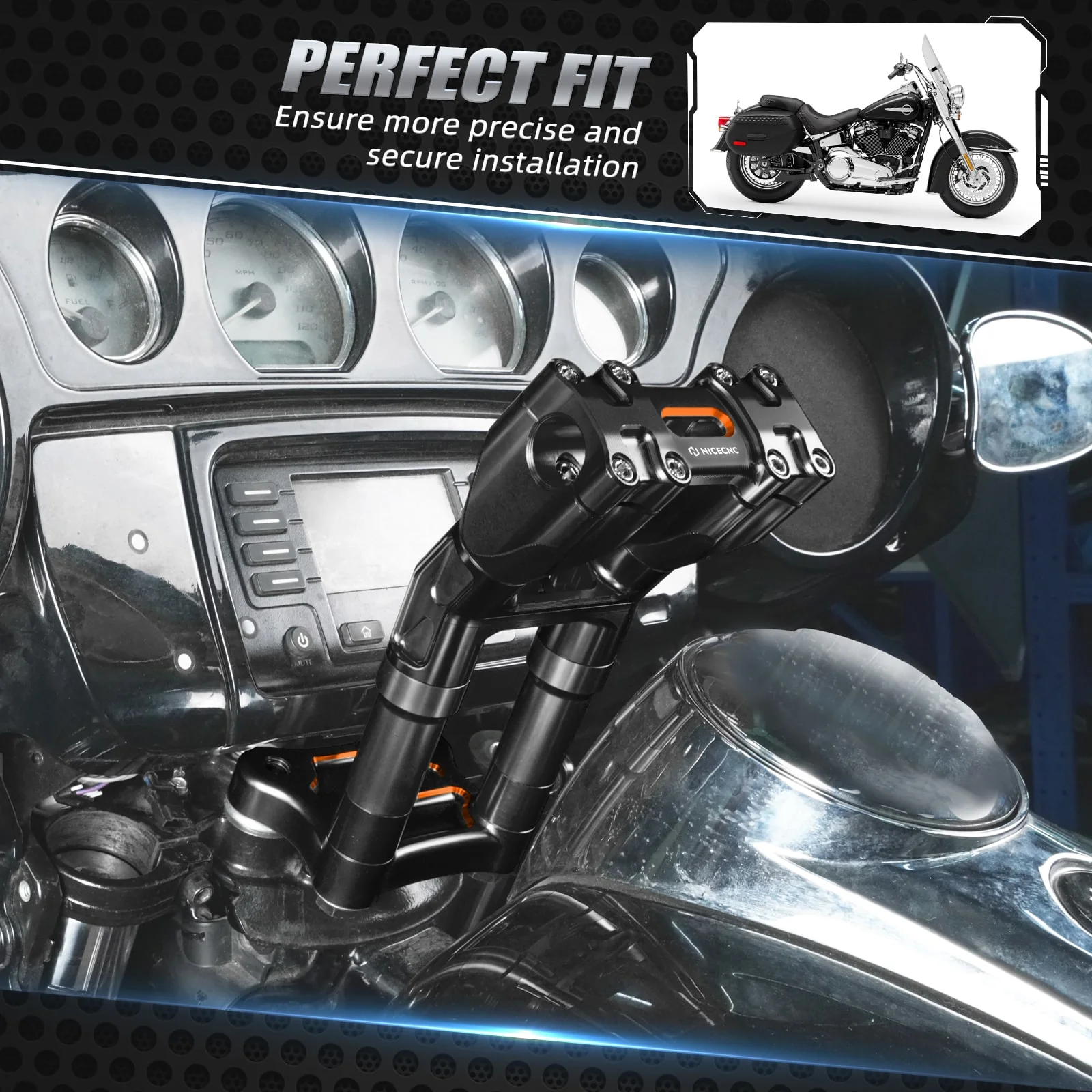 Modular Kickback Risers For Harley Tri Electra Street Glide Ultra Limited 1" Handlebar - Image 2