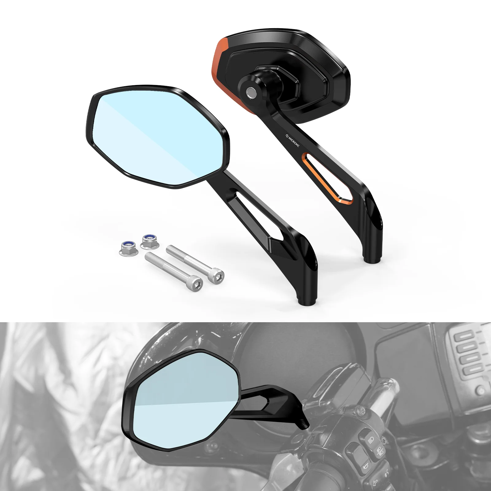Convex Rear View Mirrors Kit For Harley Dyna Super Wide Glide Low Rider Street Bob - Image 5