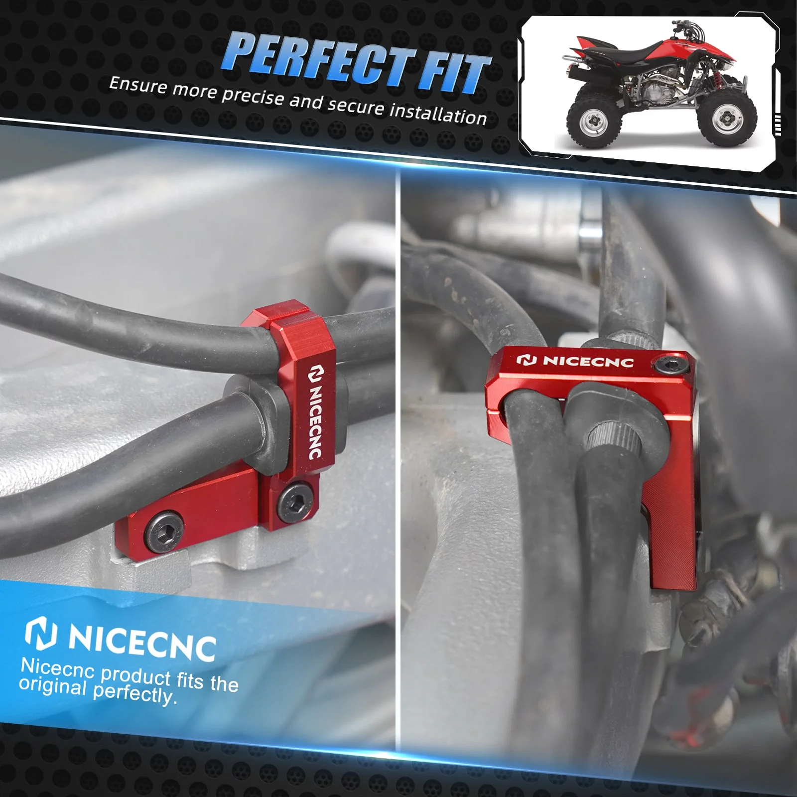 ATV Dual-Size Rear Brake Line Hose Clamps Holder For Honda TRX 450 R / ER - Image 10