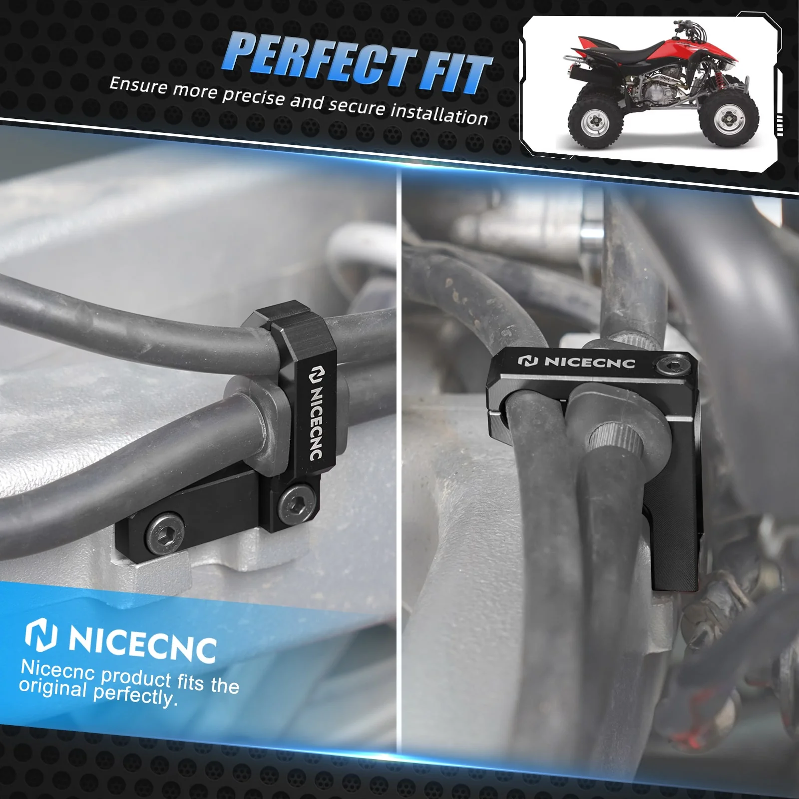 ATV Dual-Size Rear Brake Line Hose Clamps Holder For Honda TRX 450 R / ER - Image 4