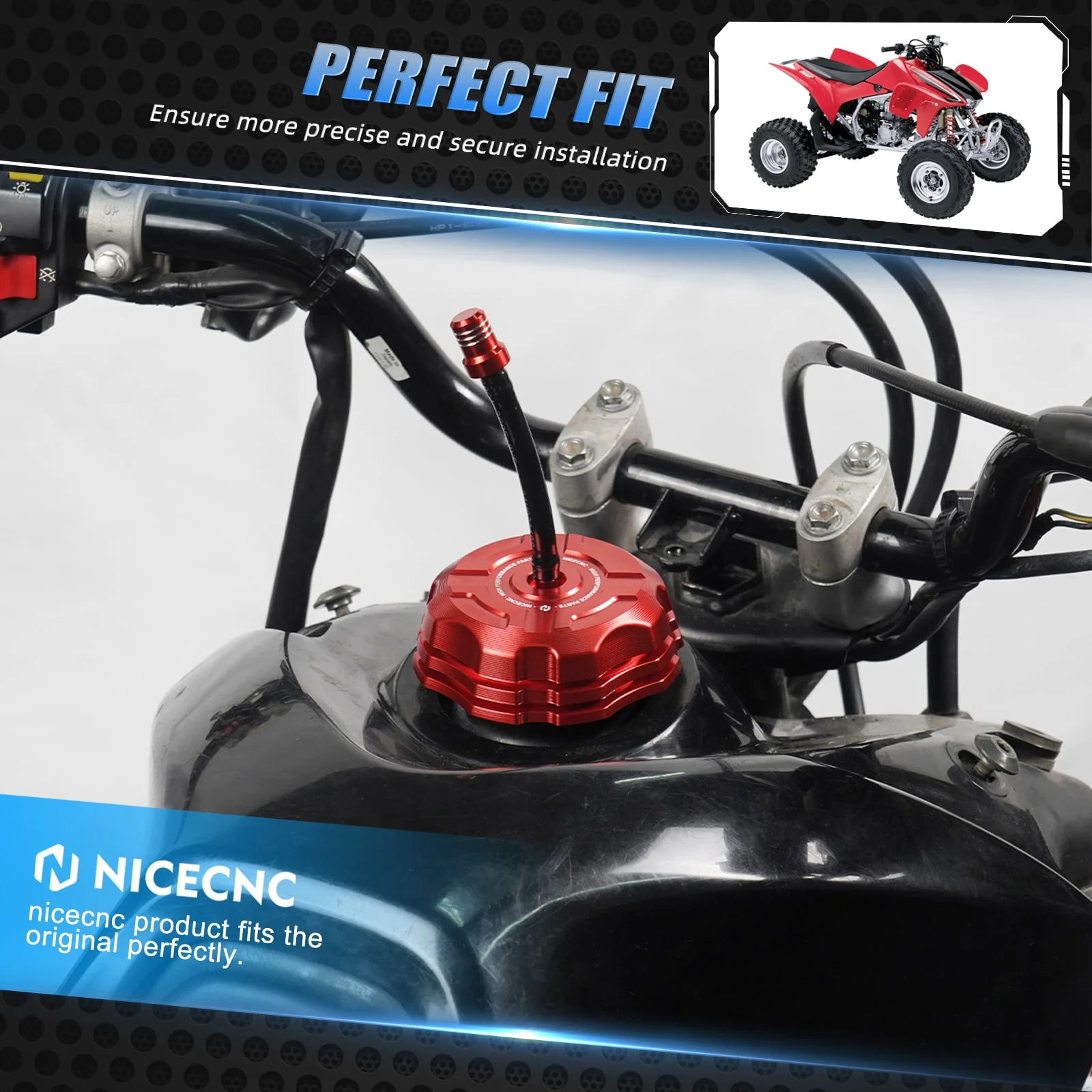 ATV Fuel Tank Gas Cap Cover w/Breather Valve For Honda TRX 450 R / ER 2006-2014 - Image 2