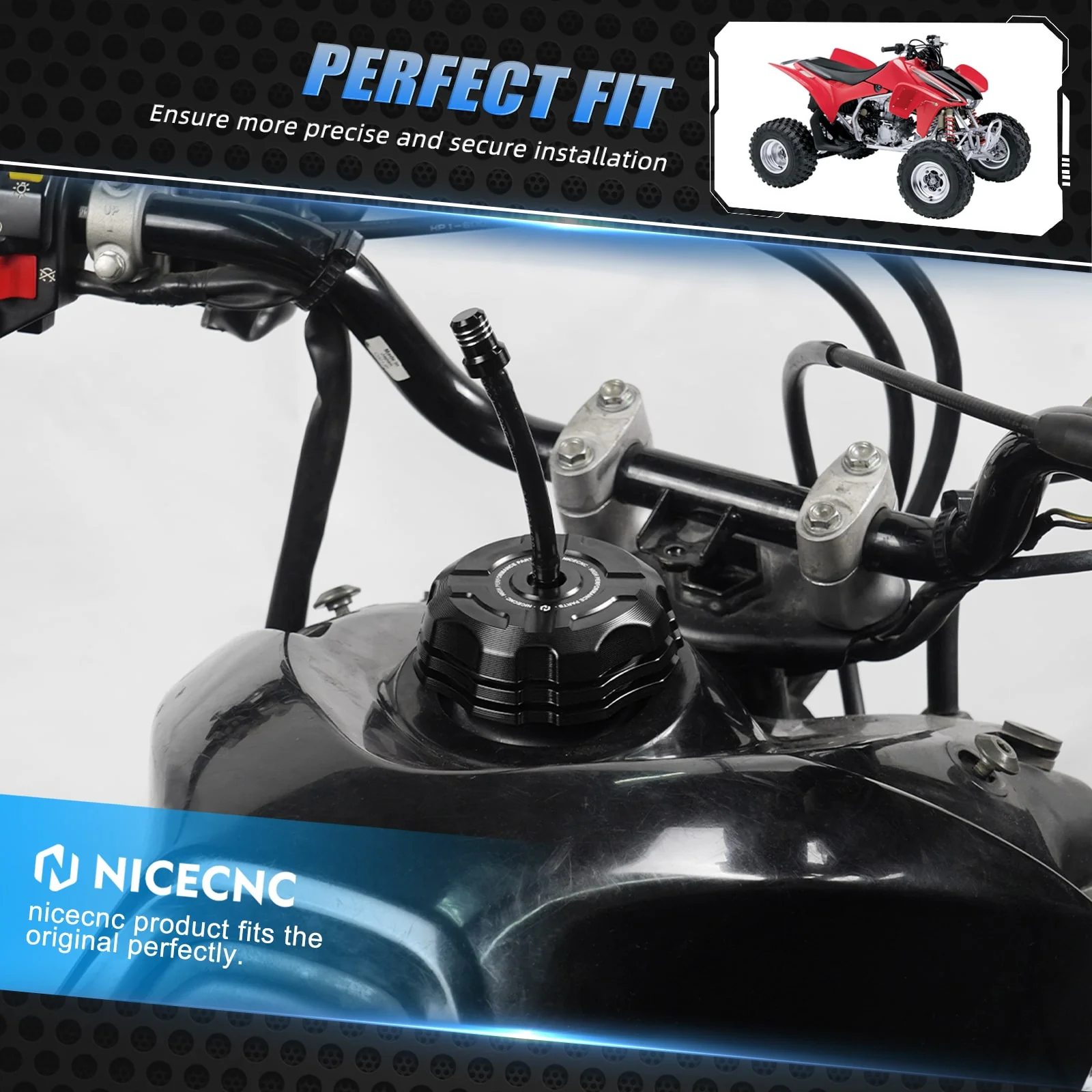 ATV Fuel Tank Gas Cap Cover w/Breather Valve For Honda TRX 450 R / ER 2006-2014 - Image 3