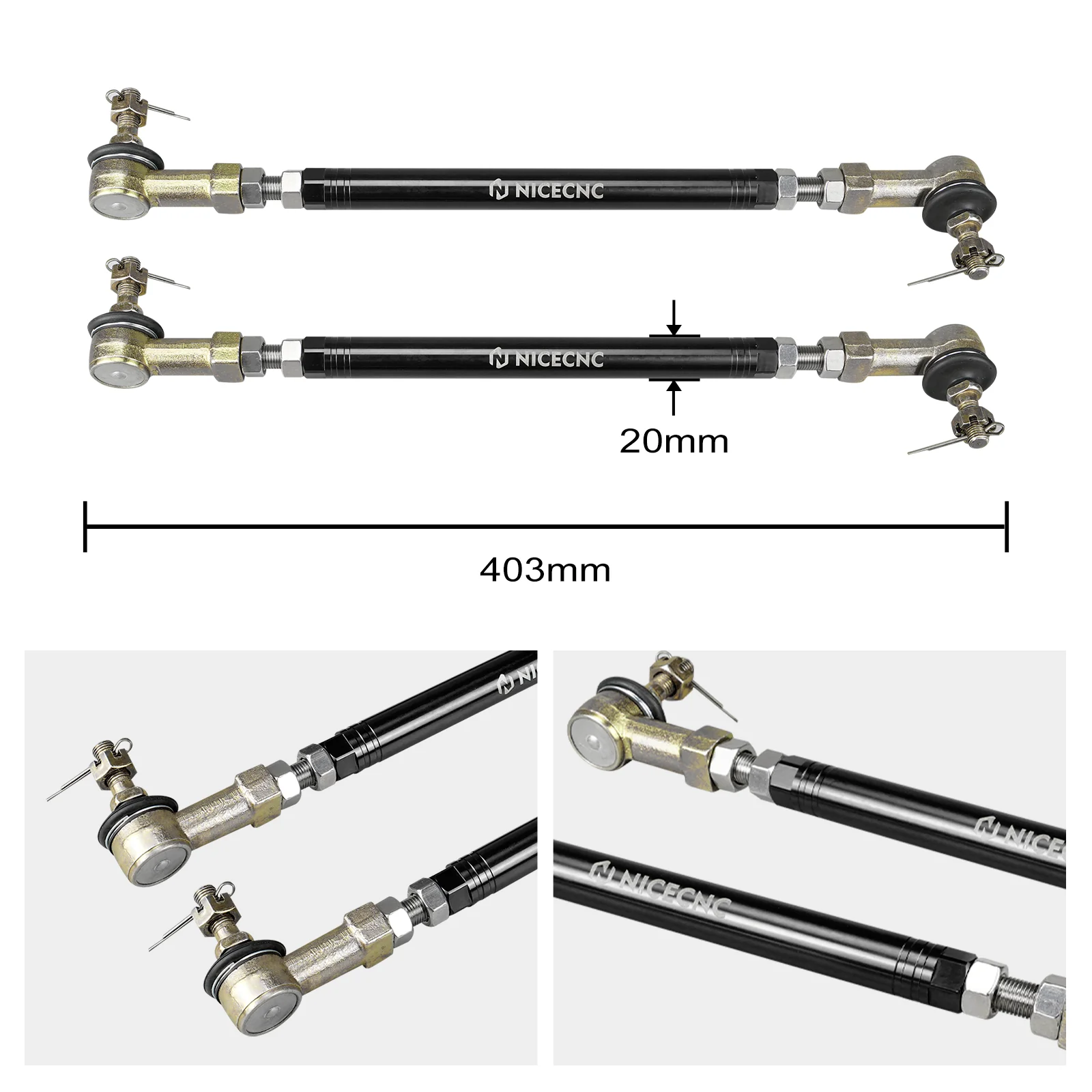ATV Steering Tierods w/Tie Rod Ball Joints Ends Kit For Honda TRX 450 R / ER - Image 11