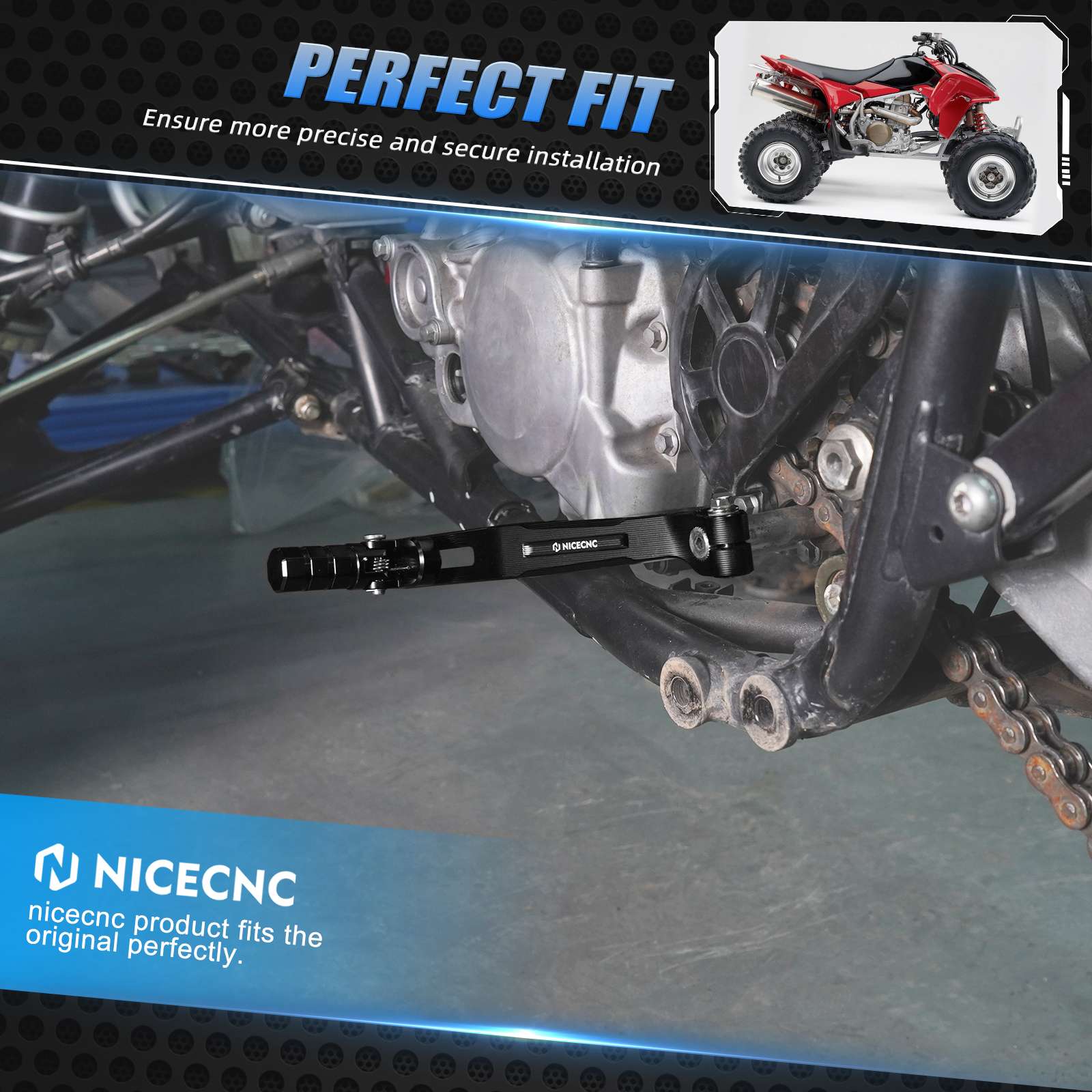 Rider Foot Pegs Rest Pedals + Folding Gear Shift Lever For Honda TRX 450 R / ER - Image 24