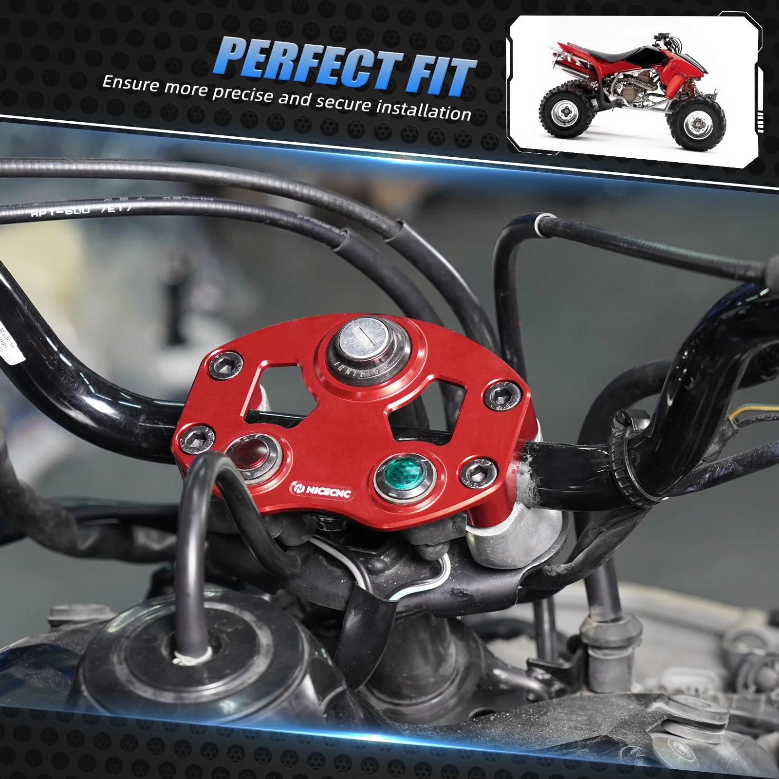 ATV Key Switch Indicator Light Handlebar Mount For Honda TRX 450 R / ER - Image 2
