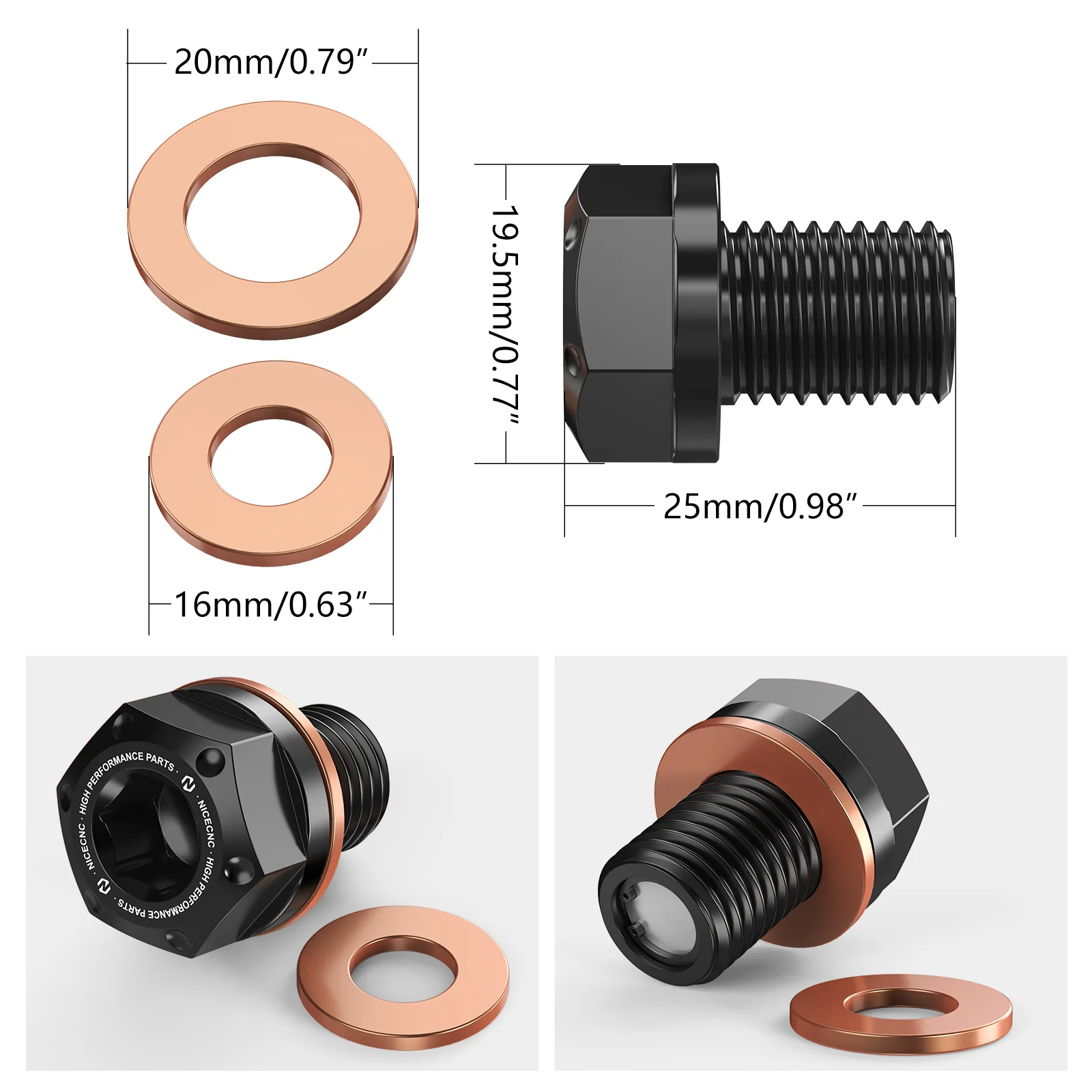 ATV Magnetic Oil Drain Bolt Plug w/ Gaskets For Honda TRX 450 R / ER TRX300X 250X 90X - Image 10
