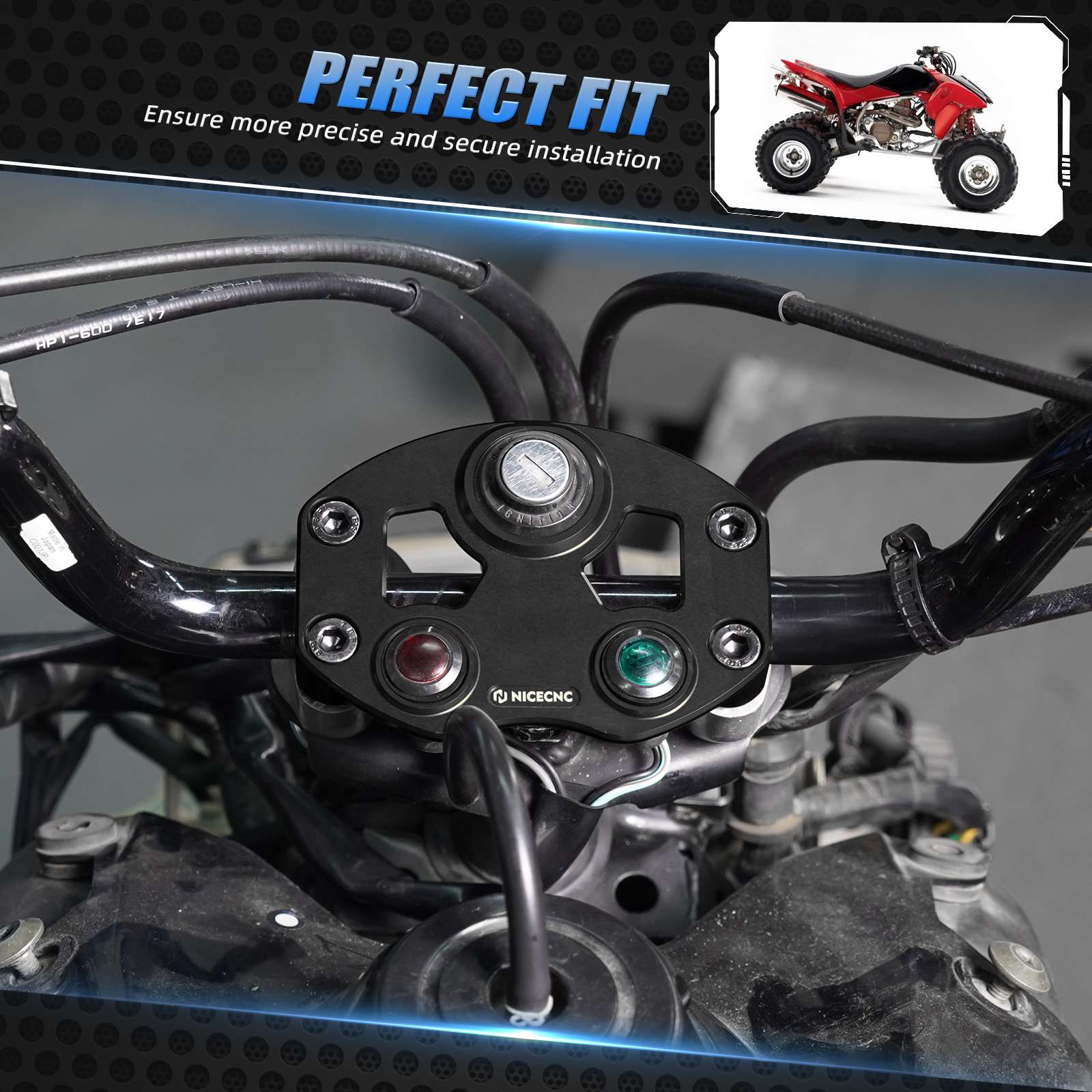 Throttle Guard + Key Switch Indicator Light Handlebar Mount For Honda TRX 450 R / ER - Image 21