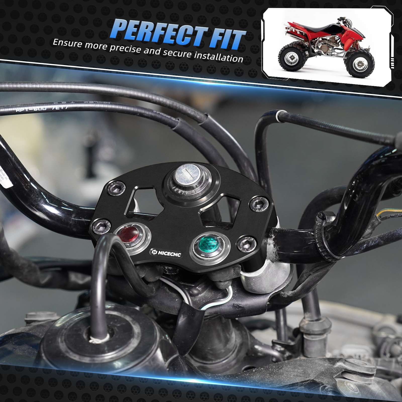 Throttle Guard + Key Switch Indicator Light Handlebar Mount For Honda TRX 450 R / ER - Image 4