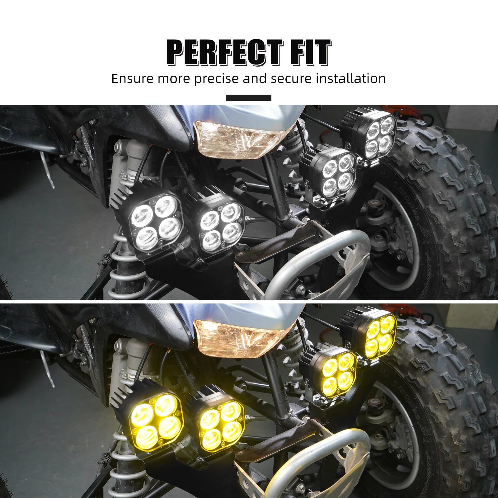 ATV LED Front Headlights Work Lights W/Adjustable Bracket For Honda TRX450 R / ER - Image 2