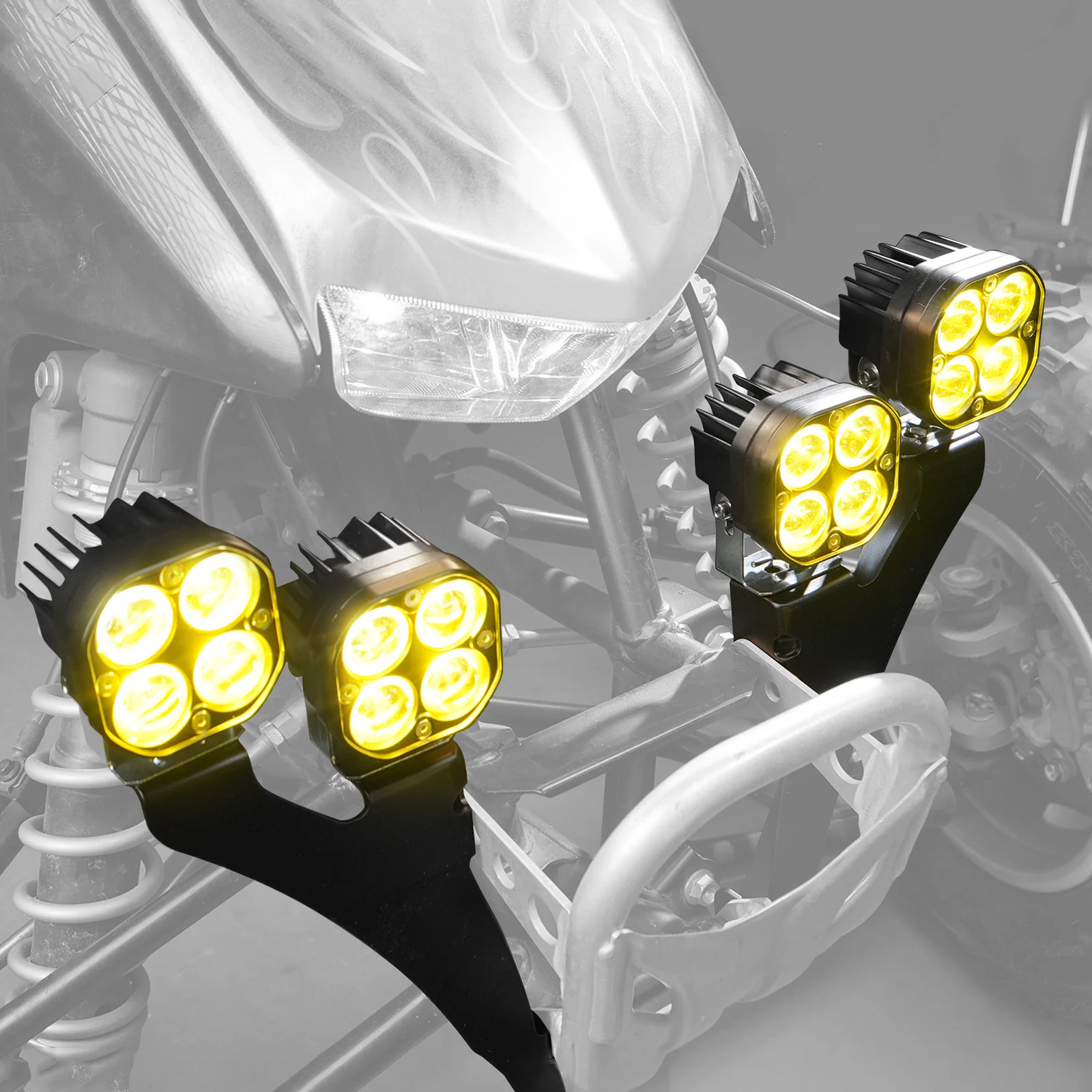 ATV LED Front Headlights Work Lights W/Adjustable Bracket For Honda TRX450 R / ER - Image 3