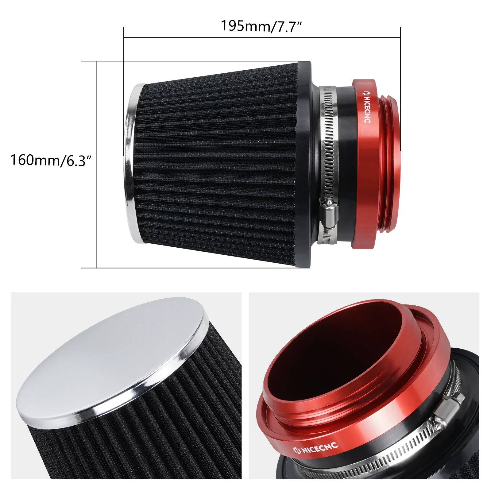 High-Flow Air Filter Intake Cleaner w/Adapter Kit For Honda TRX450 R / ER - Image 9