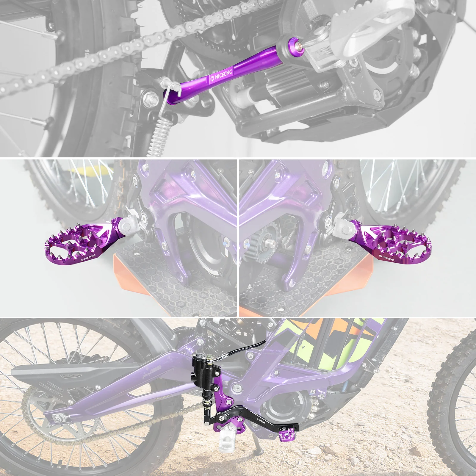 Hydraulic Rear Foot Brake + Enlarged Foot Pegs + Support Brace For Surron Light Bee X S - Image 2