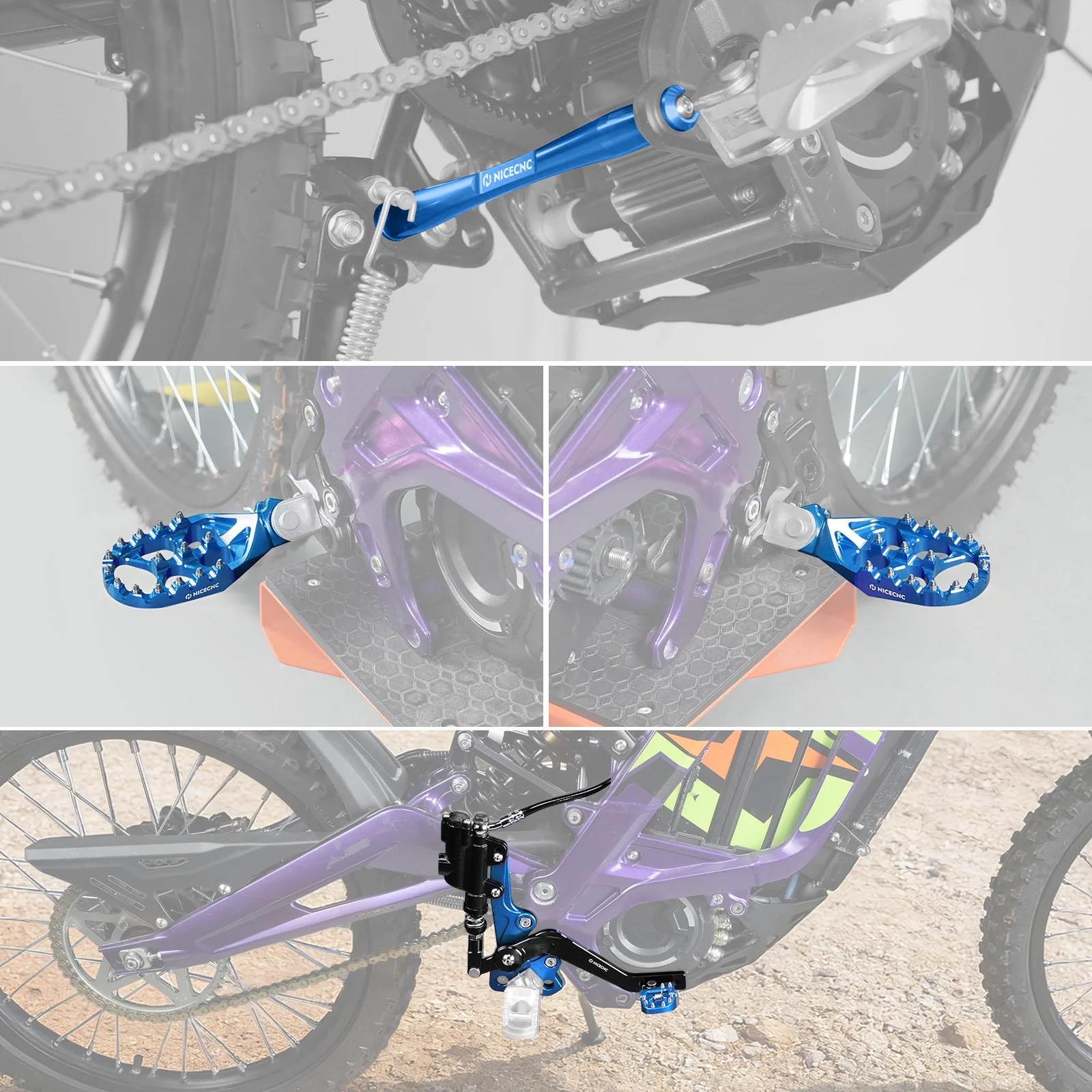Hydraulic Rear Foot Brake + Enlarged Foot Pegs + Support Brace For Surron Light Bee X S - Image 3