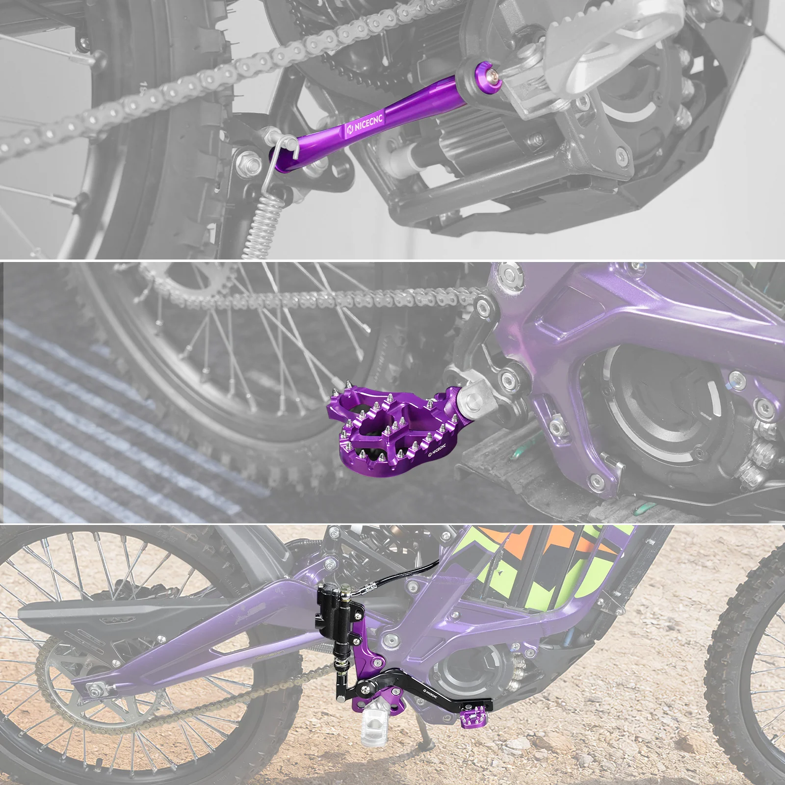 Hydraulic Rear Foot Brake + Extender Footrest + Support Brace For Surron Light Bee X S - Image 2