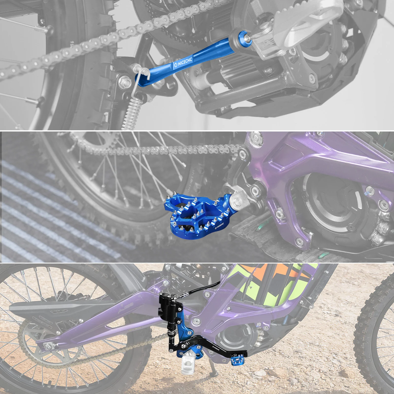 Hydraulic Rear Foot Brake + Extender Footrest + Support Brace For Surron Light Bee X S - Image 3