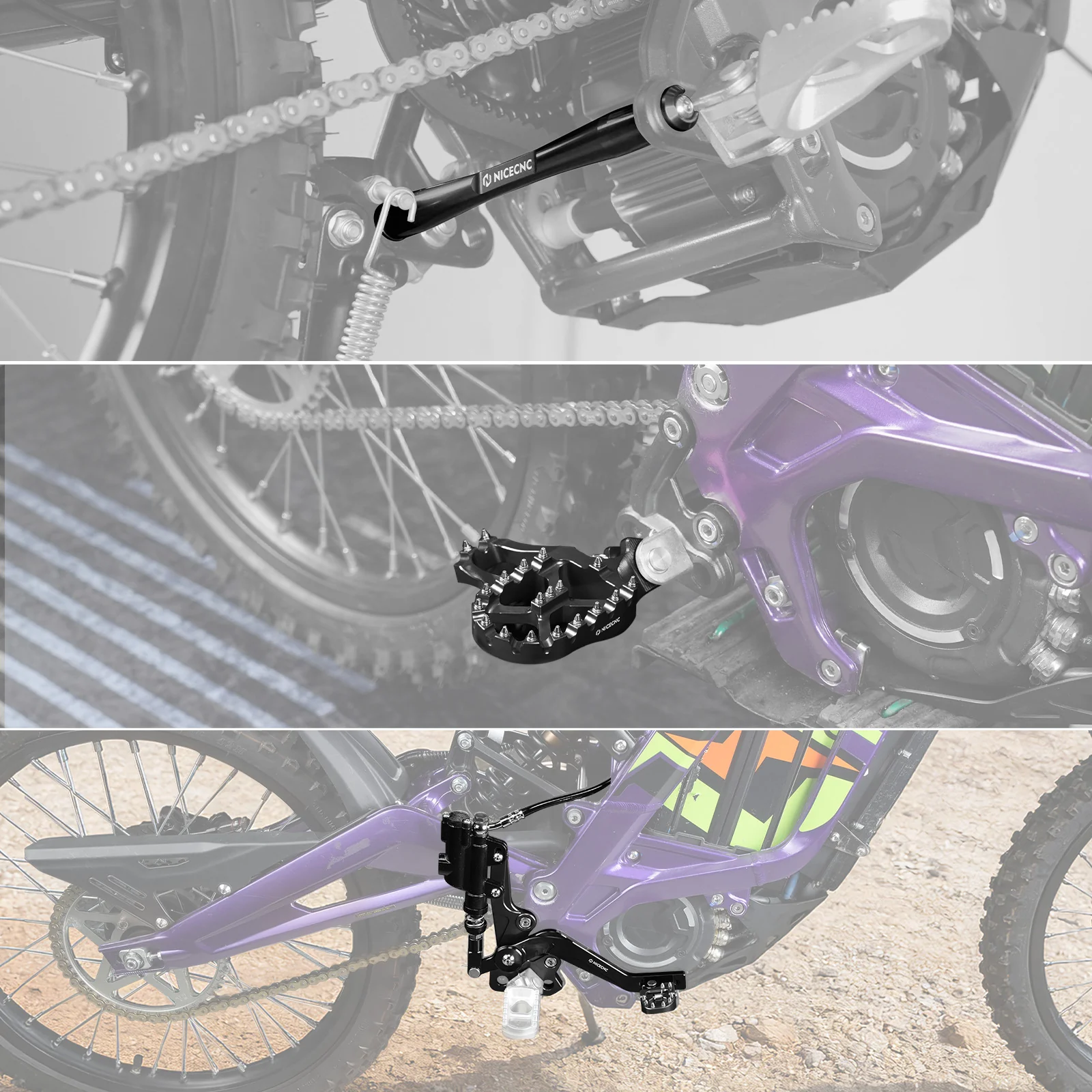 Hydraulic Rear Foot Brake + Extender Footrest + Support Brace For Surron Light Bee X S - Image 4