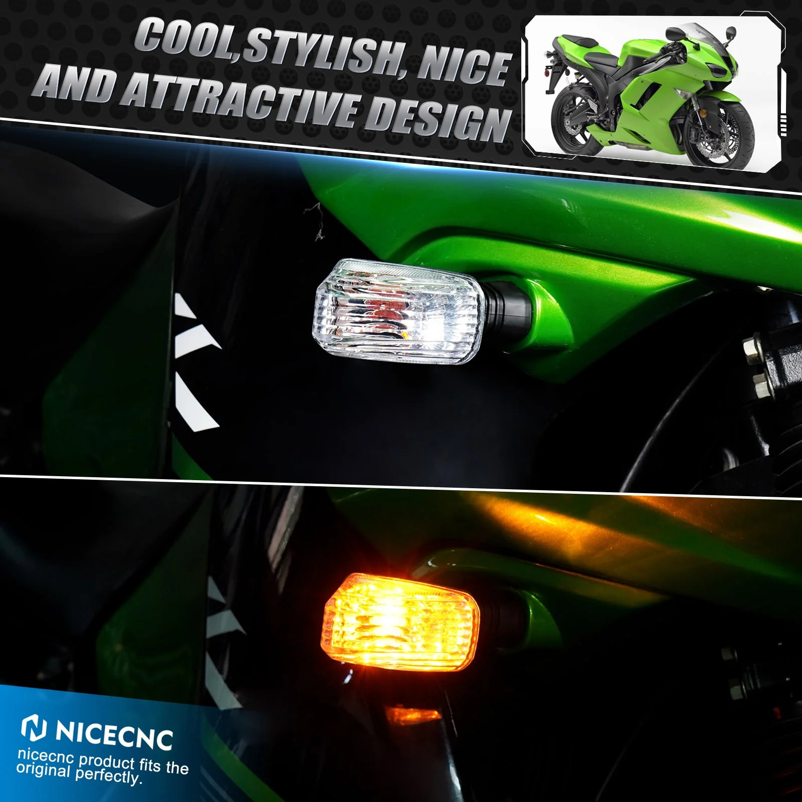 Front Rear LED Turn Signal Indicator Light Lamp For Kawasaki KLR650 NINJA ZX-6R - Image 2