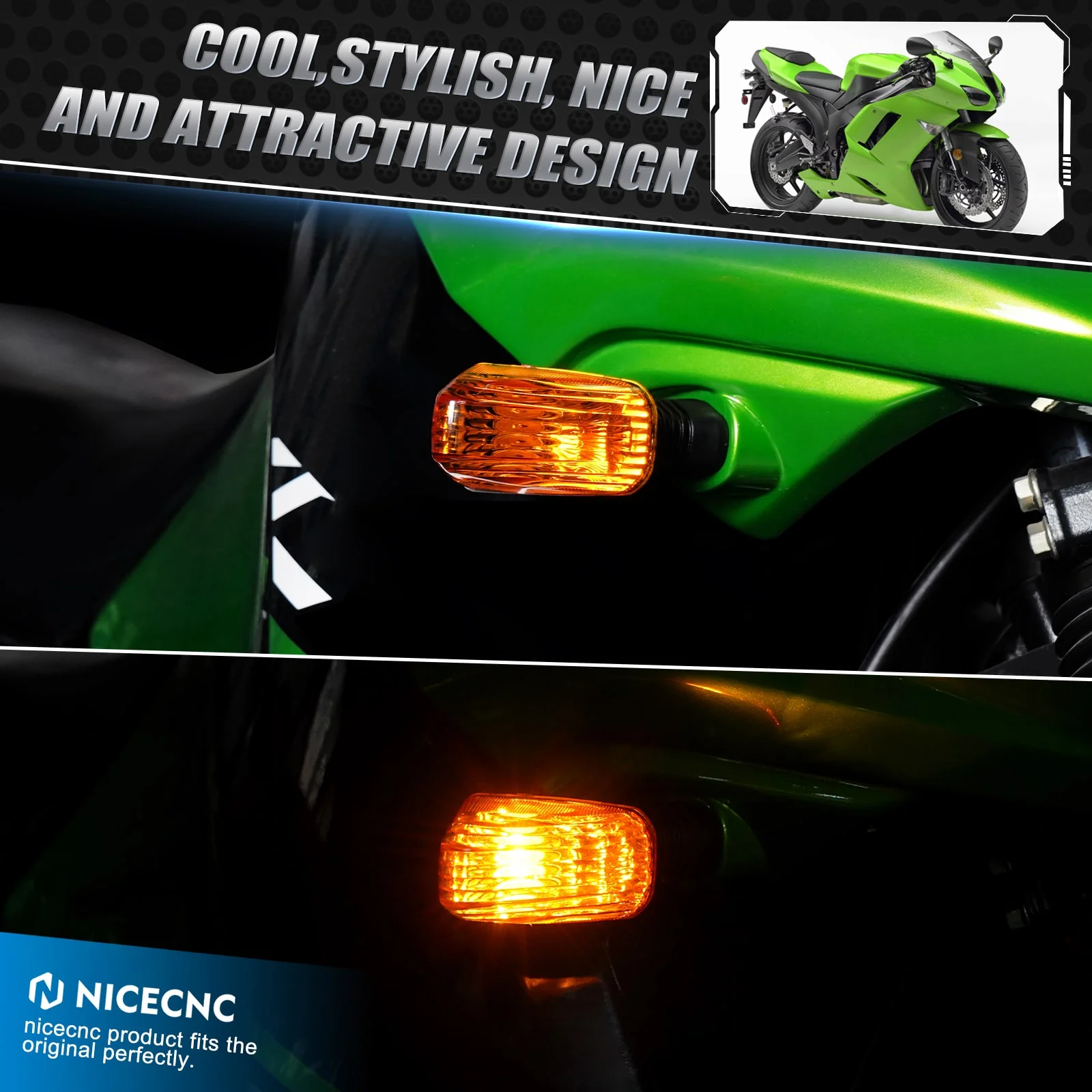 Front Rear LED Turn Signal Indicator Light Lamp For Kawasaki KLR650 NINJA ZX-6R - Image 3