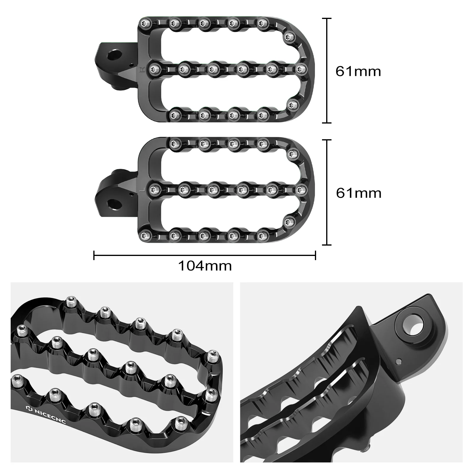 Enlargerd Wide Footpegs Pedals + Lowered Brackets For Kawasaki KLR650 1987-2018 - Image 7