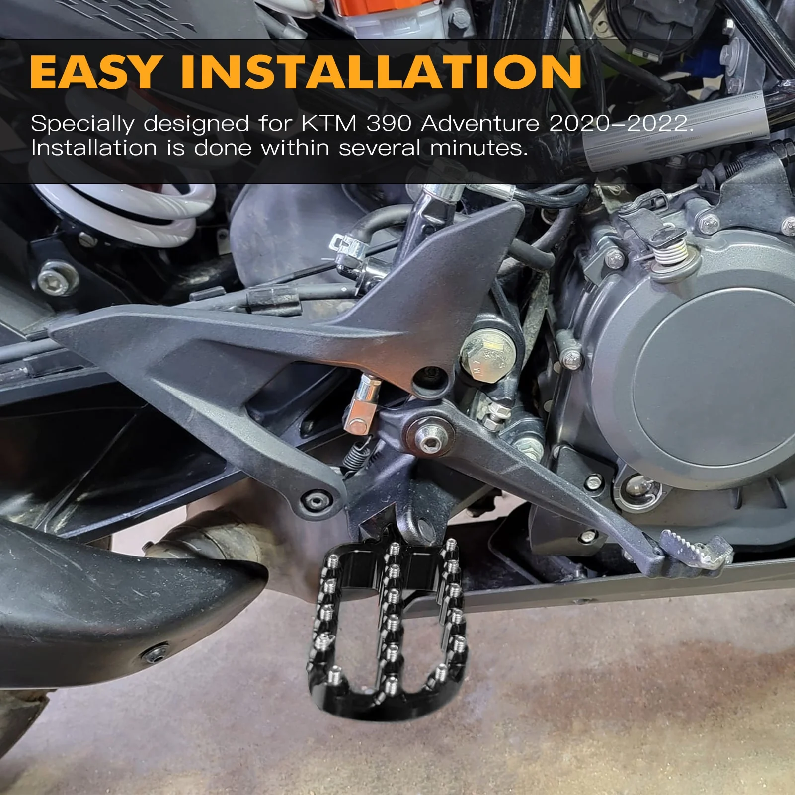 Forged 0° Horizontal Flat Wide Enlarged Foot Pegs For KTM 390 Adventure 2020-2024 - Image 15