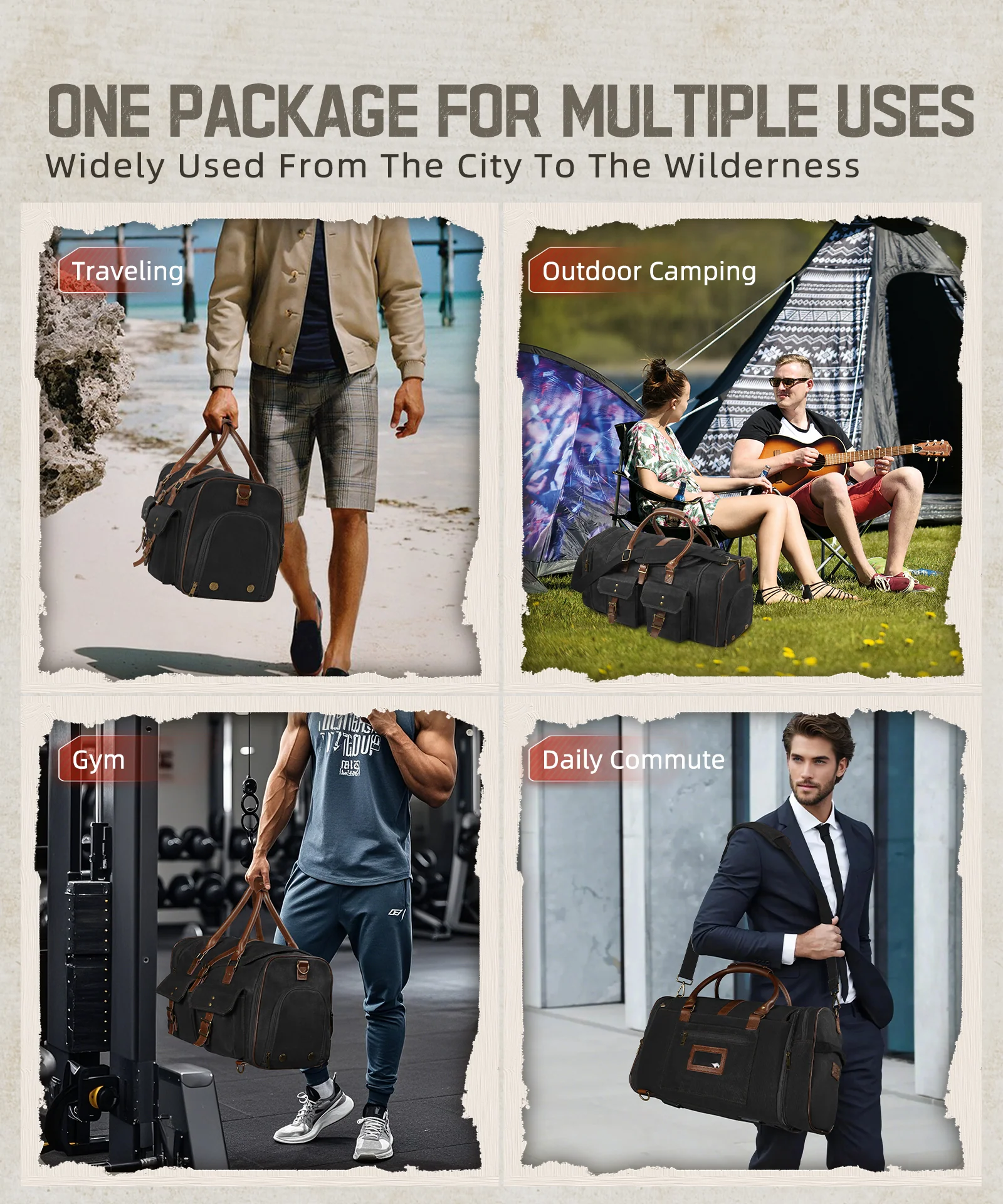Large Zipper Duffle Bag Waterproof Travel Luggage Bag Crossbody For Women Men - Image 10