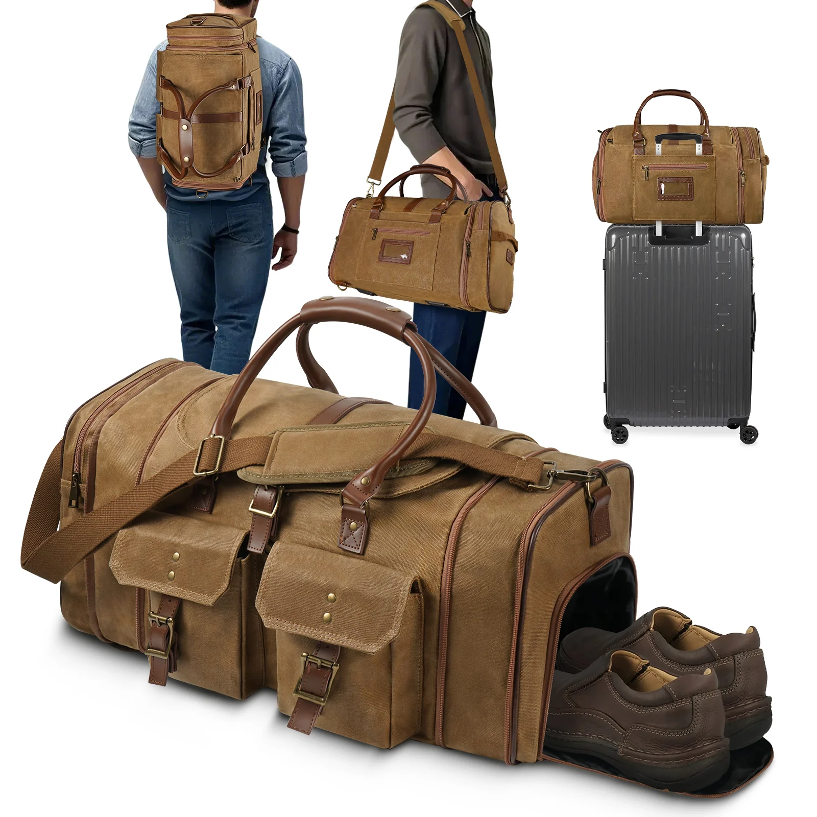 Large Zipper Duffle Bag Waterproof Travel Luggage Bag Crossbody For Women Men - Image 12