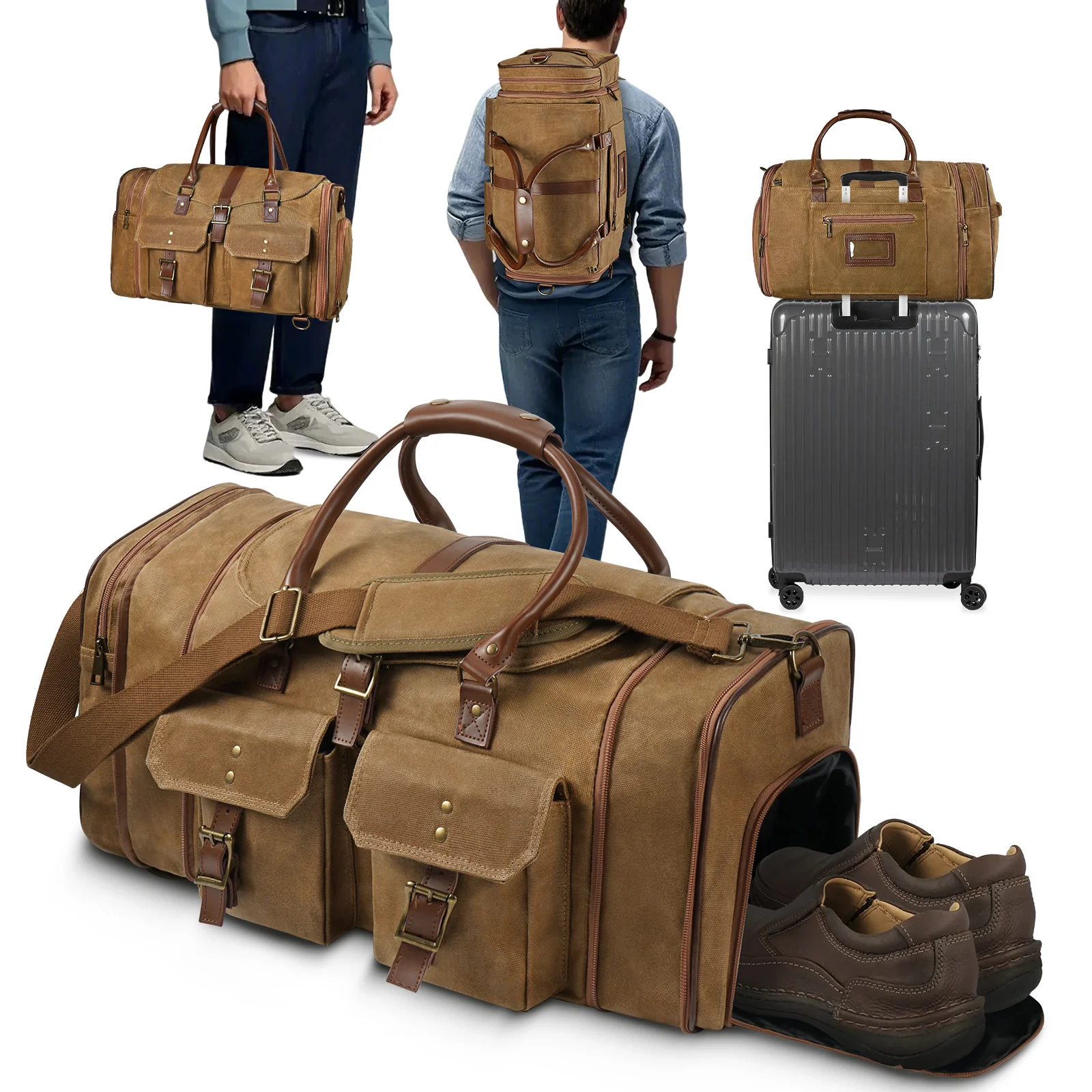 Large Zipper Duffle Bag Waterproof Travel Luggage Bag Crossbody For Women Men - Image 13