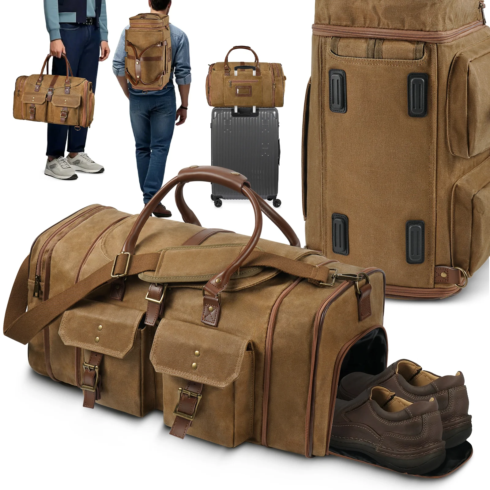 Large Zipper Duffle Bag Waterproof Travel Luggage Bag Crossbody For Women Men - Image 14