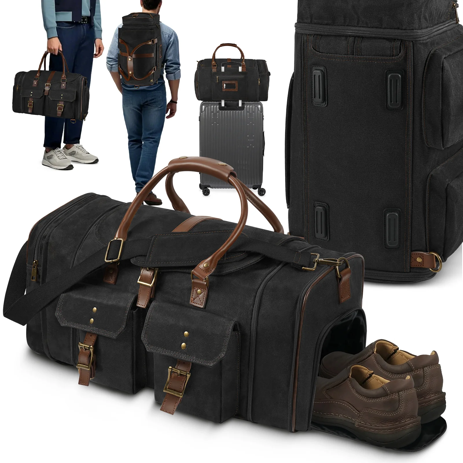 Large Zipper Duffle Bag Waterproof Travel Luggage Bag Crossbody For Women Men - Image 3
