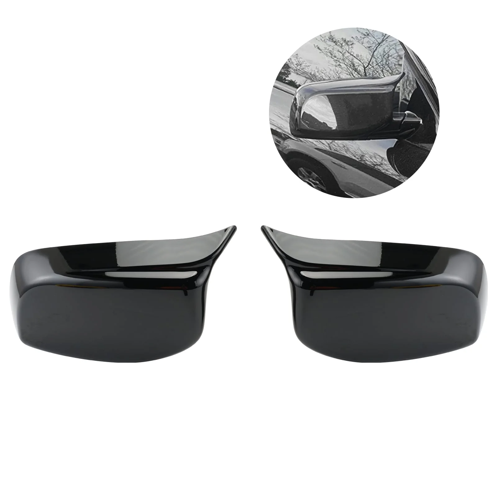 2PCS M-Style Side Mirror Cover Cap Replace For BMW 5 Series E60 E61 2004-2007 Pre-LCI