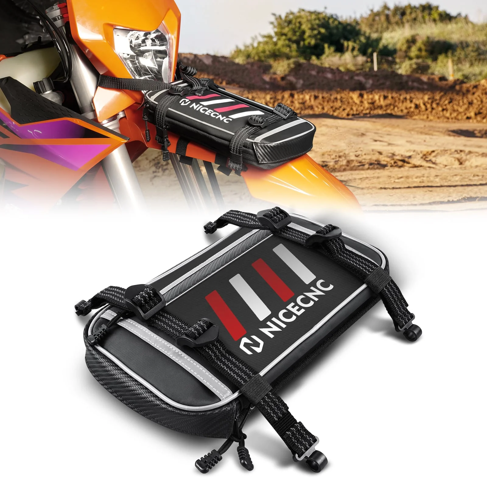 Universal Motorcycle Front Fender Bag with Tool Roll For Dirt Bike - Image 14